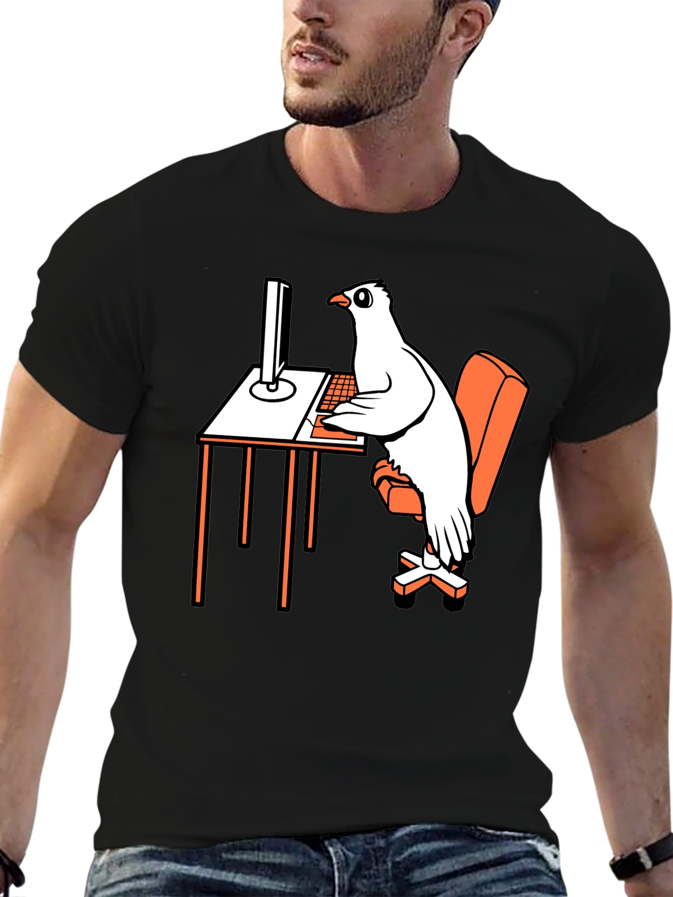 Funny Pigeon Programmer Graphic T-Shirt