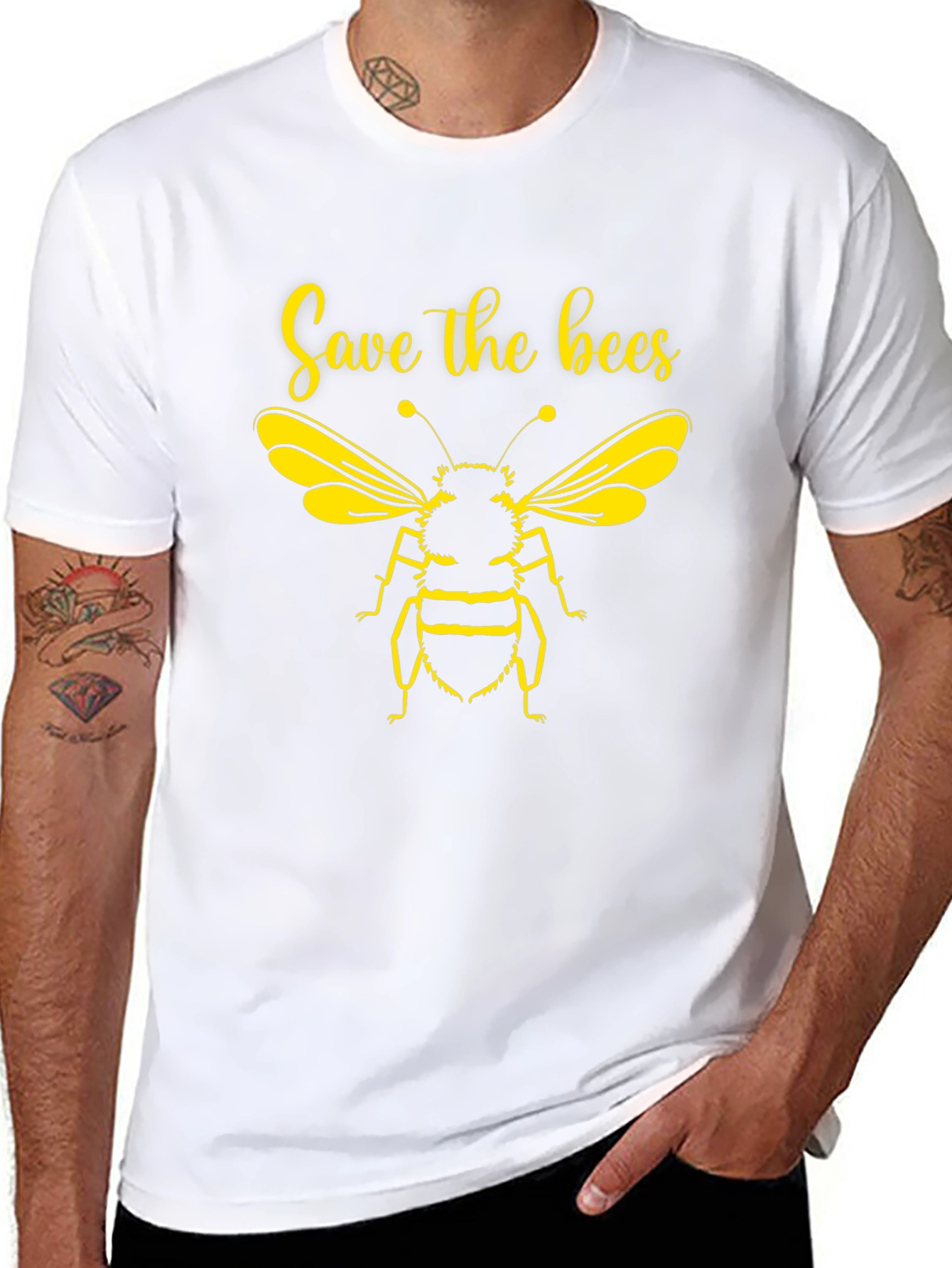 Save the Bees Graphic Tee - Black Cotton T-Shirt