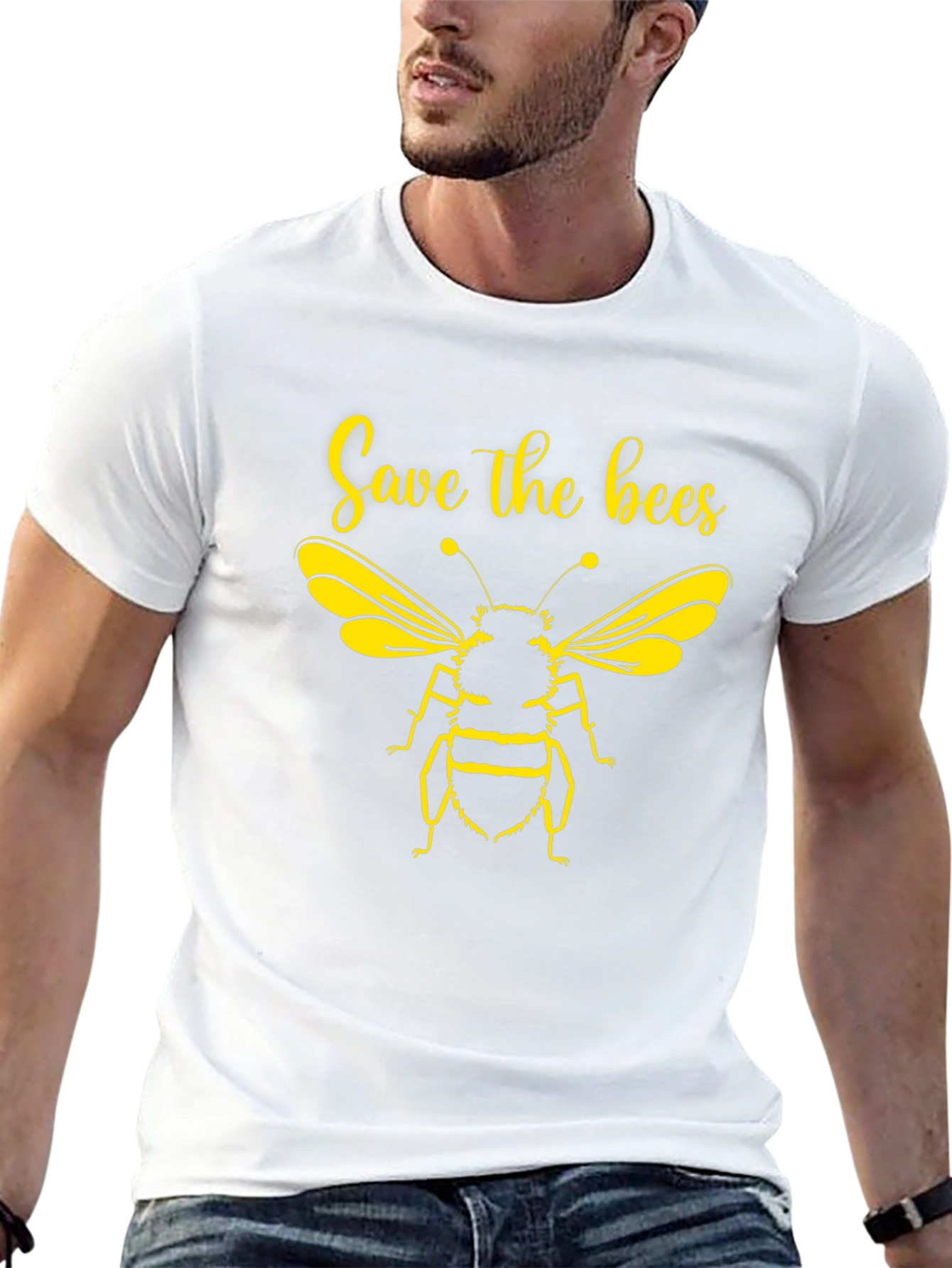 Save the Bees Graphic Tee - Black Cotton T-Shirt