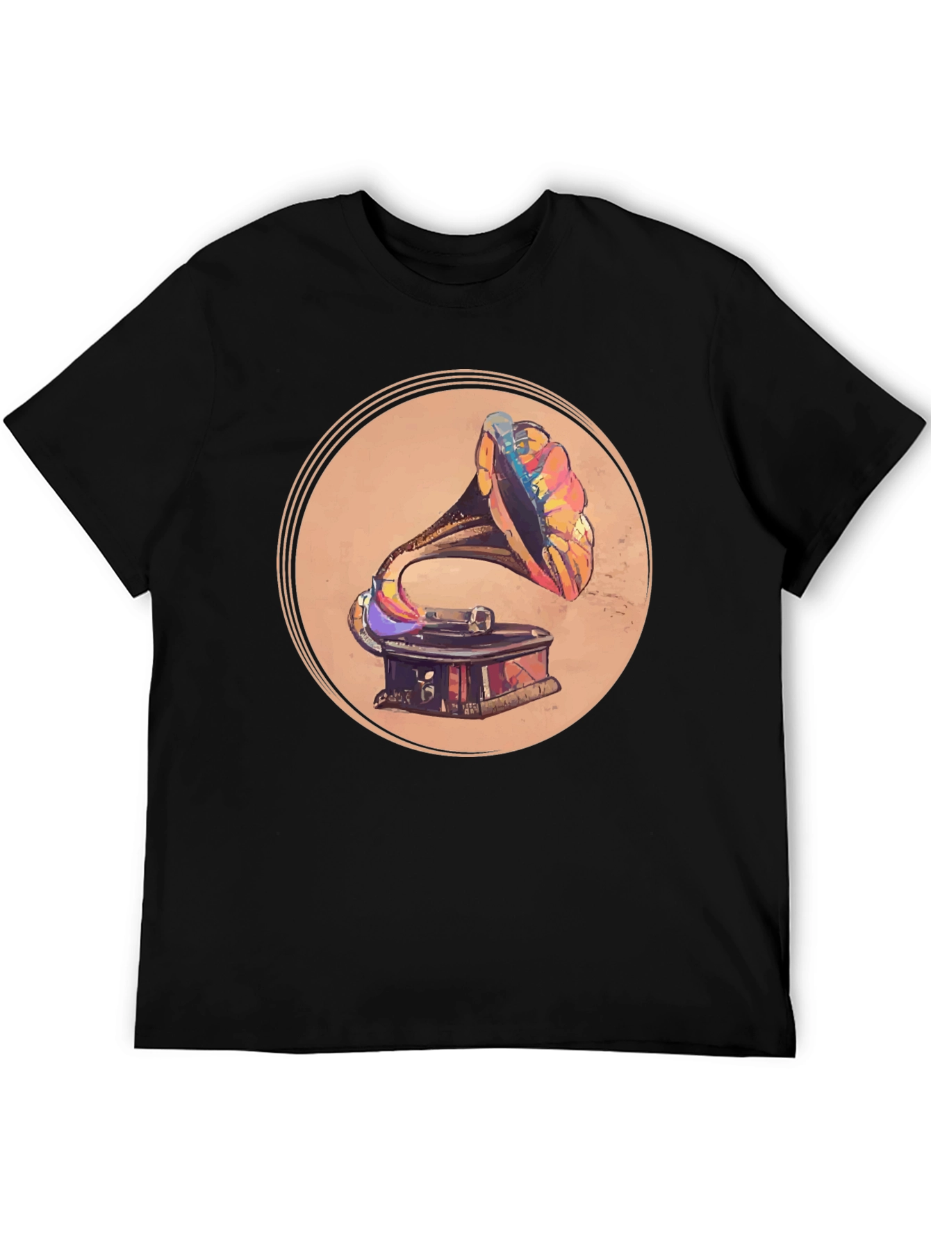 Retro Gramophone Graphic Tee - Vintage Music Lover Shirt