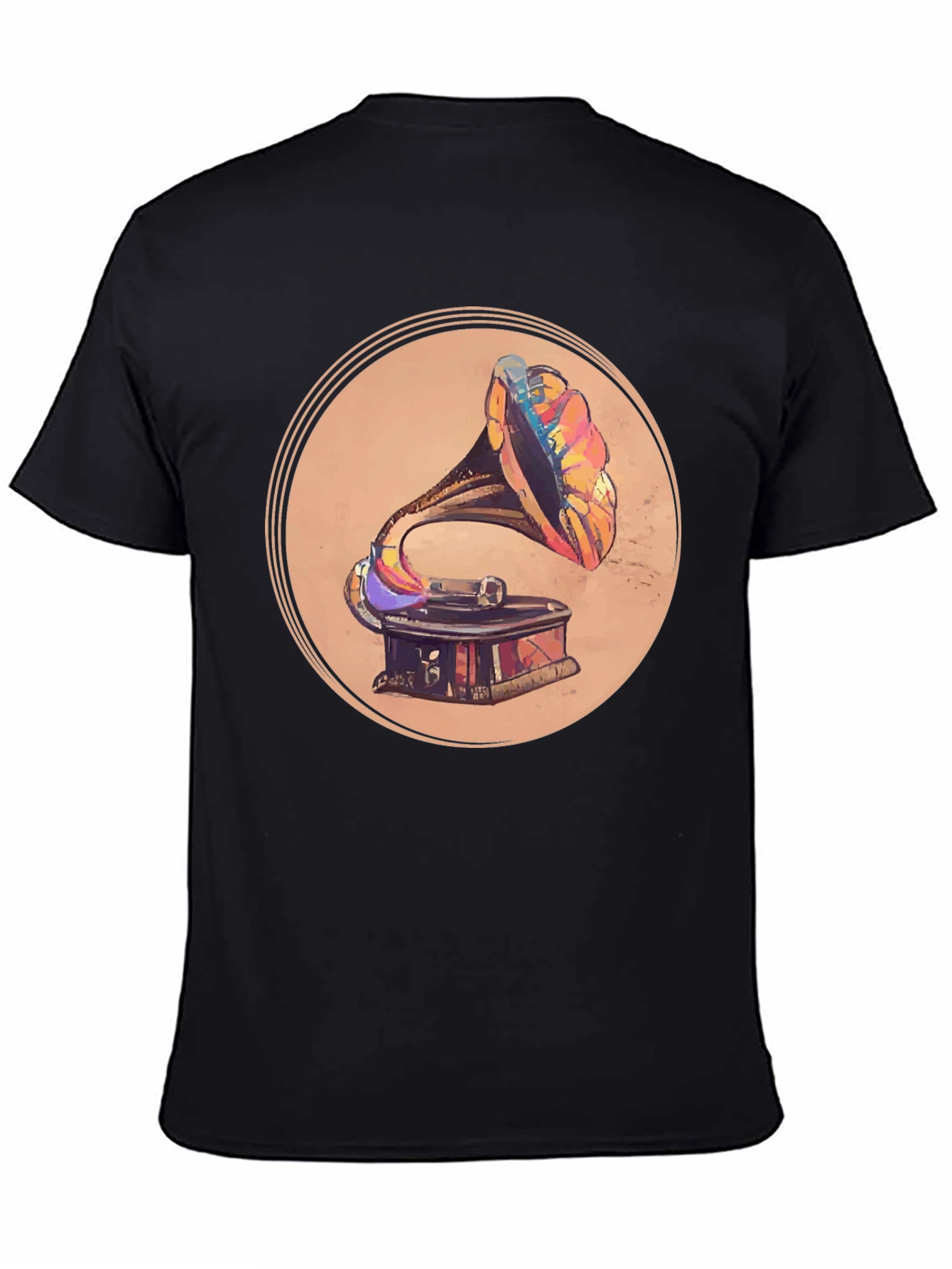 Retro Gramophone Graphic Tee - Vintage Music Lover Shirt