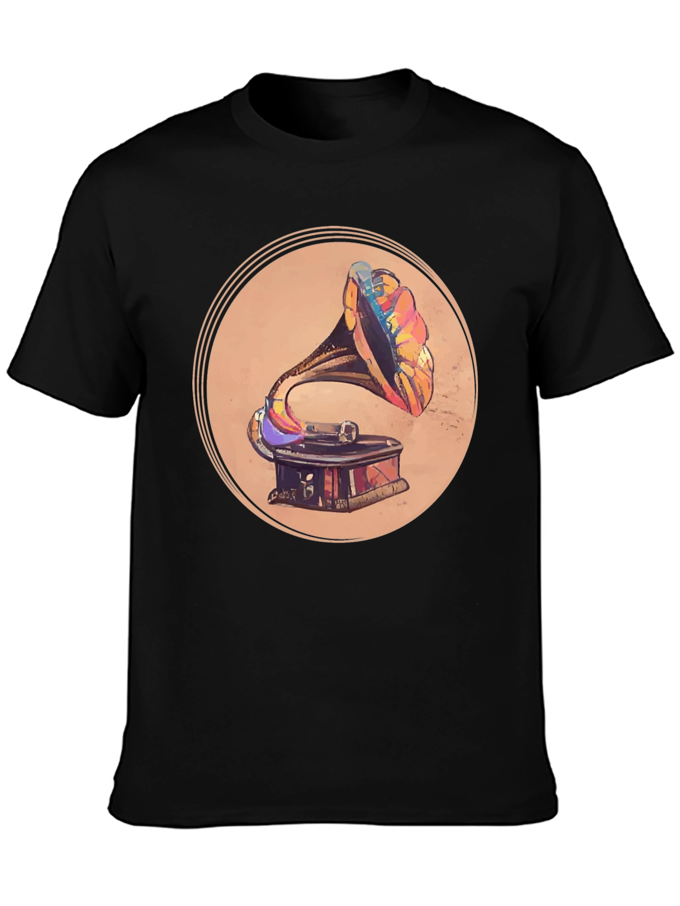 Retro Gramophone Graphic Tee - Vintage Music Lover Shirt