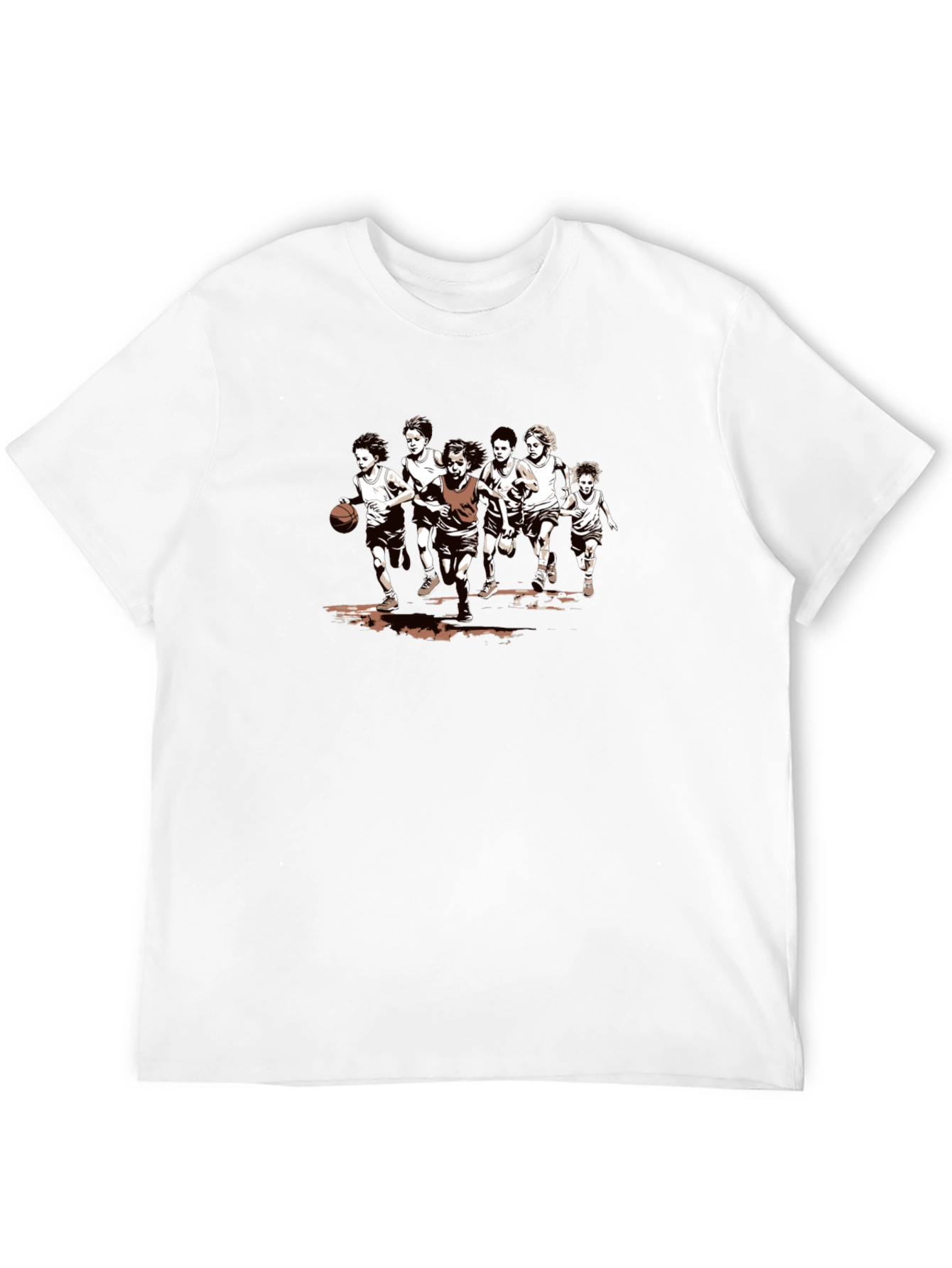 Boys Basketball Graphic Tee - Black Cotton T-Shirt