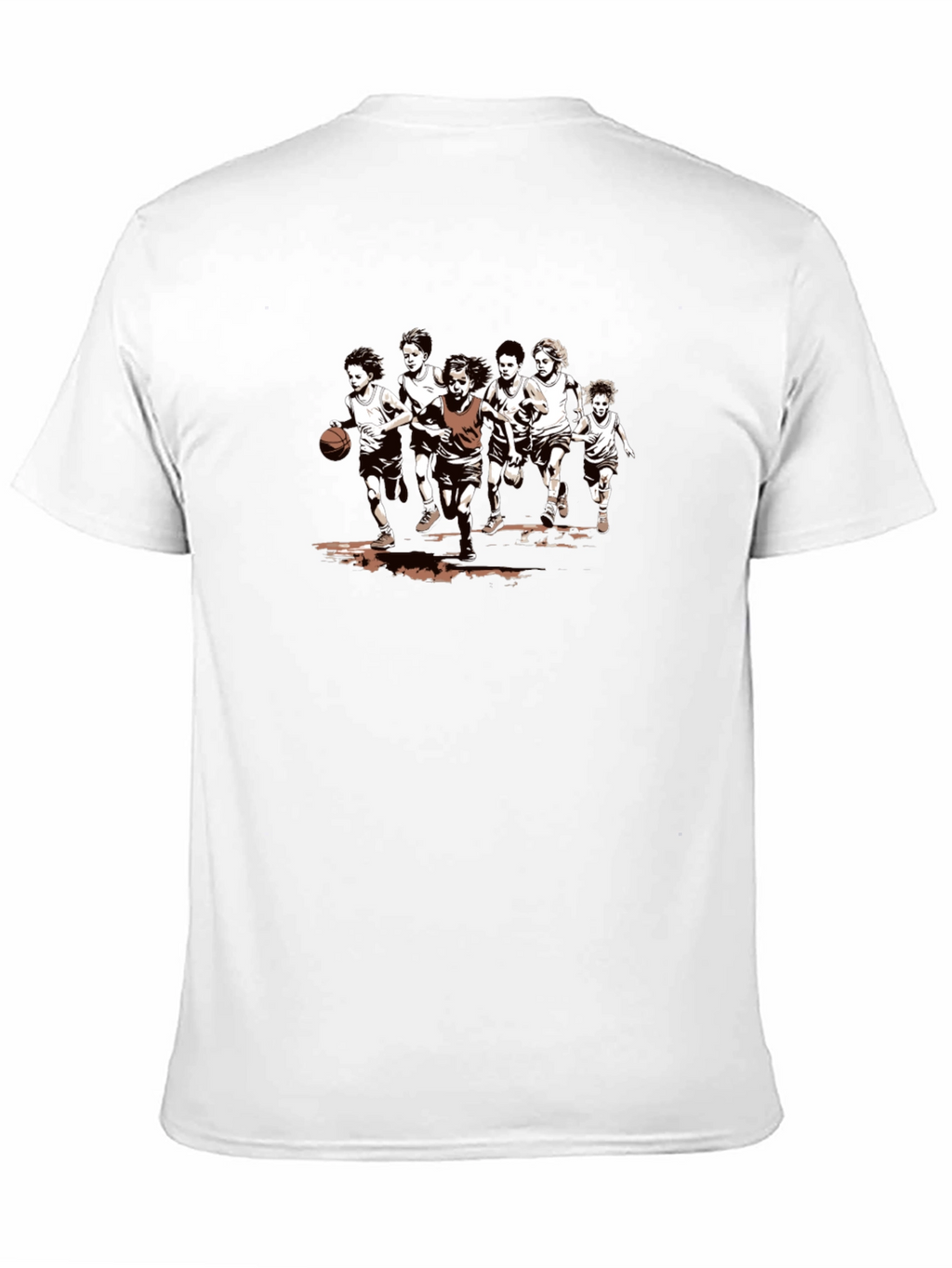 Boys Basketball Graphic Tee - Black Cotton T-Shirt