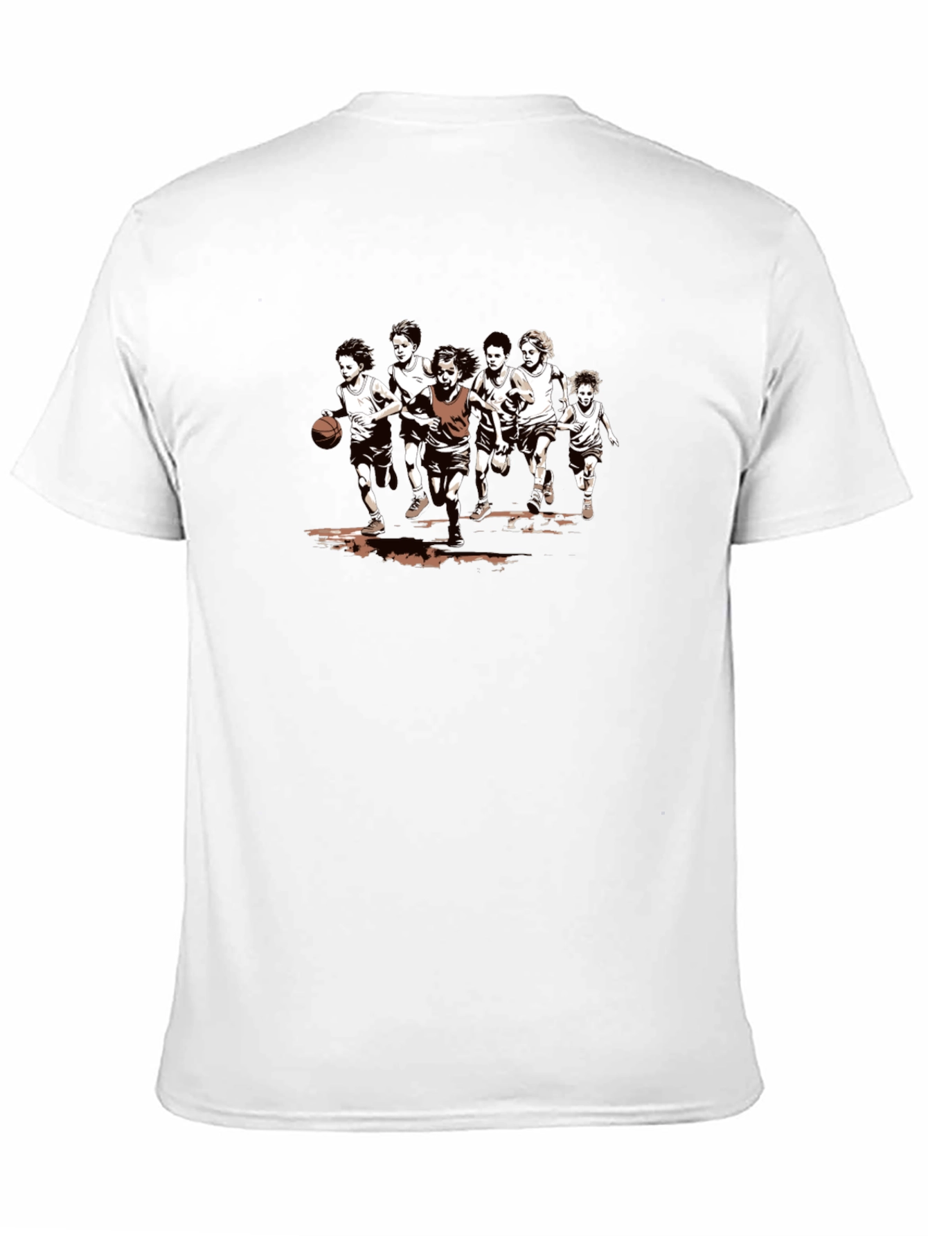Boys Basketball Graphic Tee - Black Cotton T-Shirt