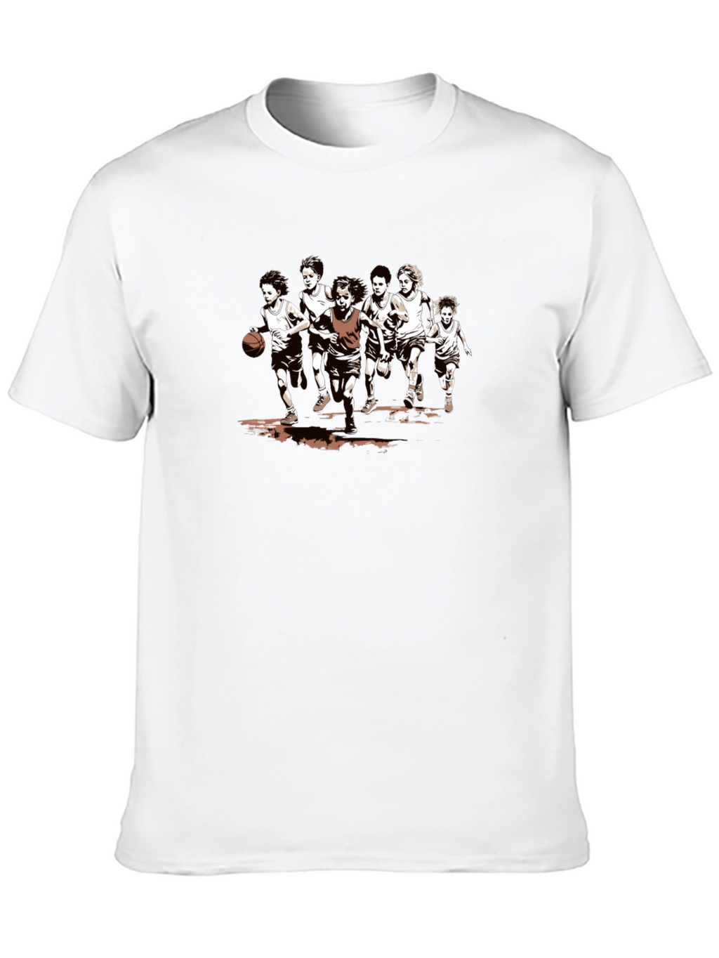 Boys Basketball Graphic Tee - Black Cotton T-Shirt