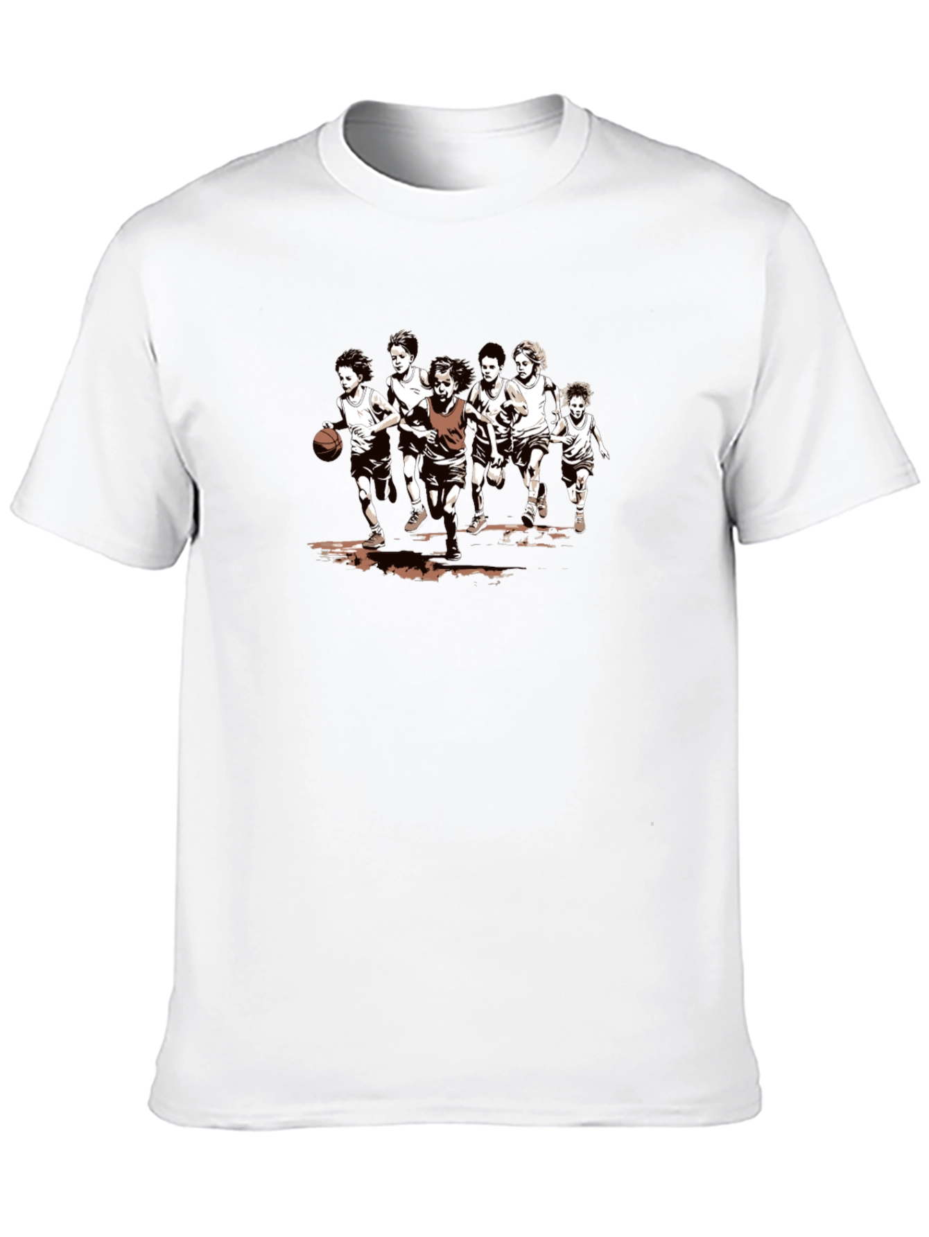 Boys Basketball Graphic Tee - Black Cotton T-Shirt