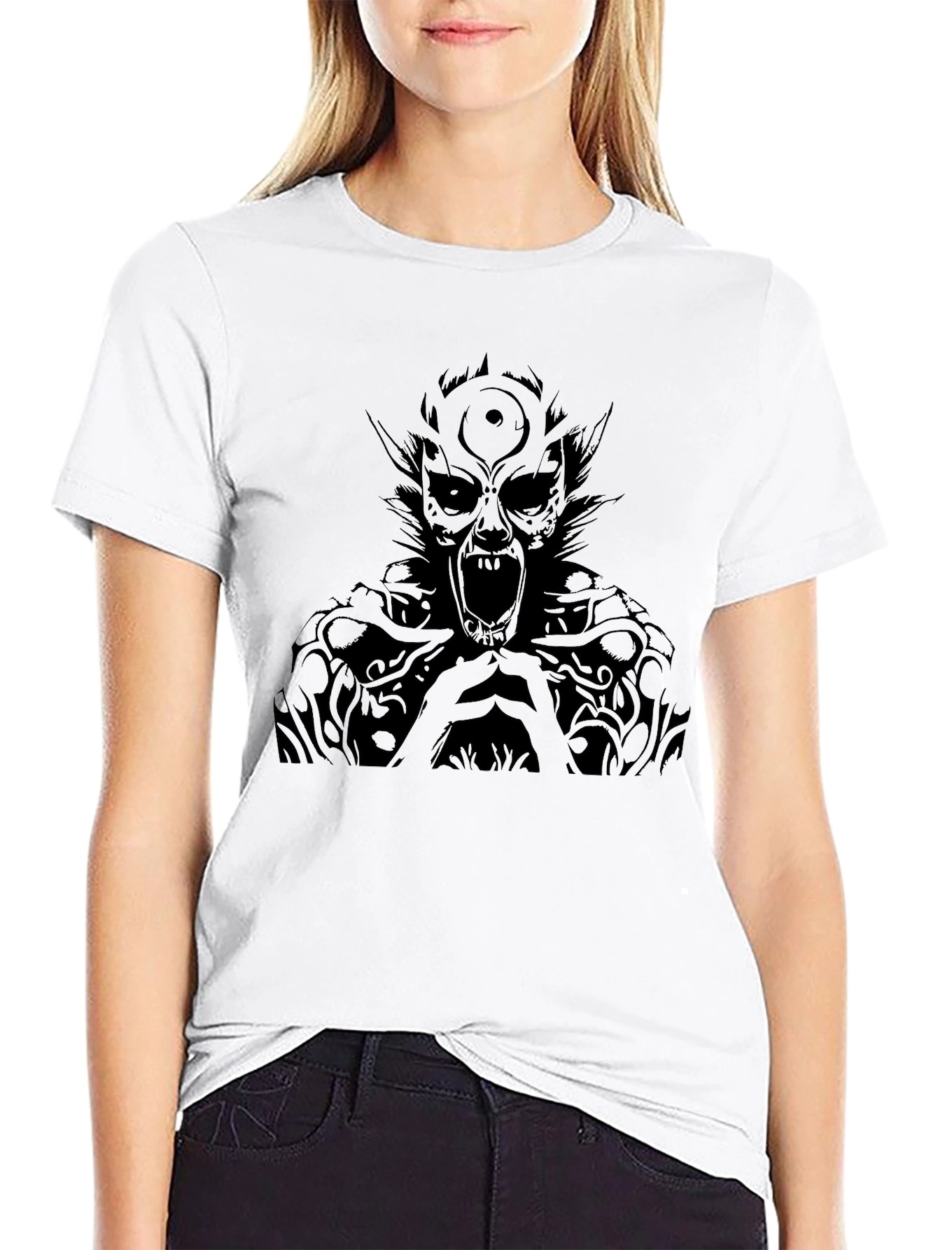 Black Graphic Tee - Demon Design