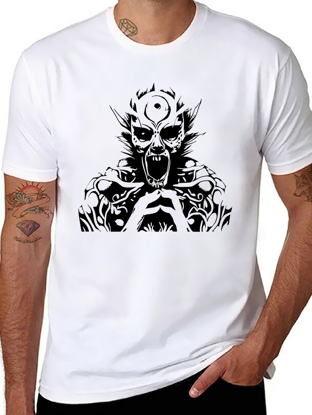 Black Graphic Tee - Demon Design