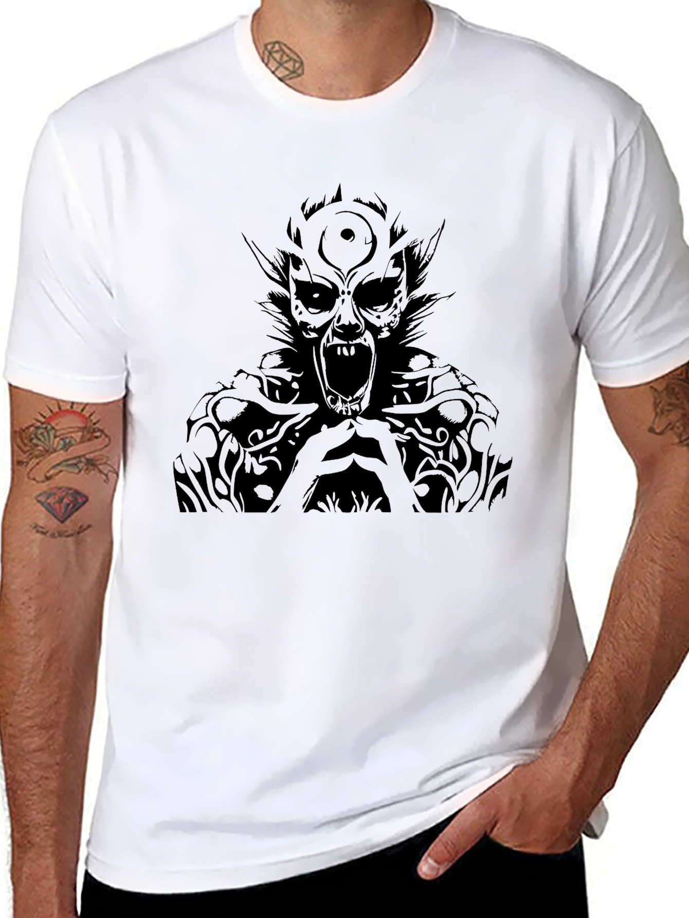 Black Graphic Tee - Demon Design