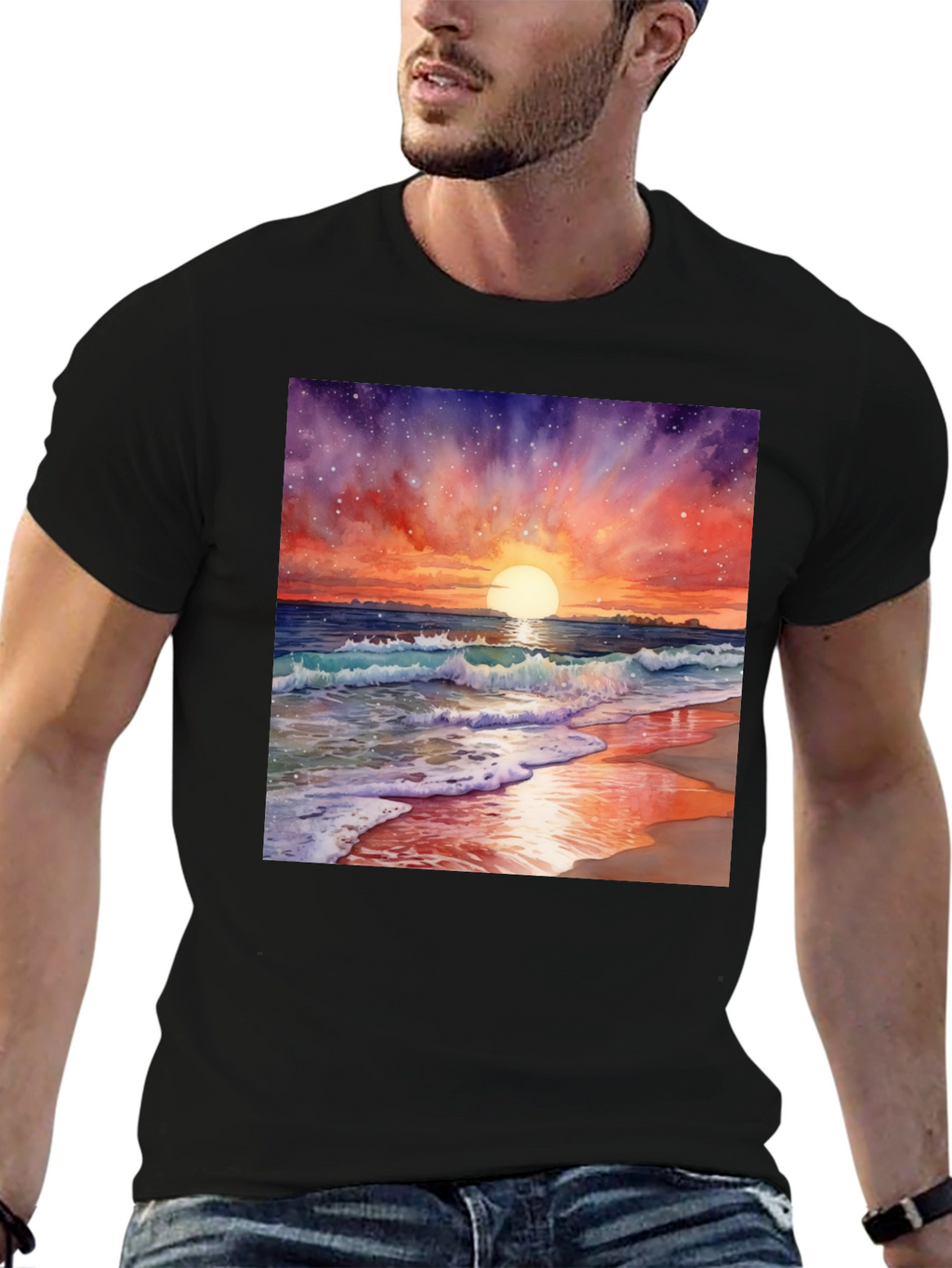 Sunset Beach Watercolor T-Shirt