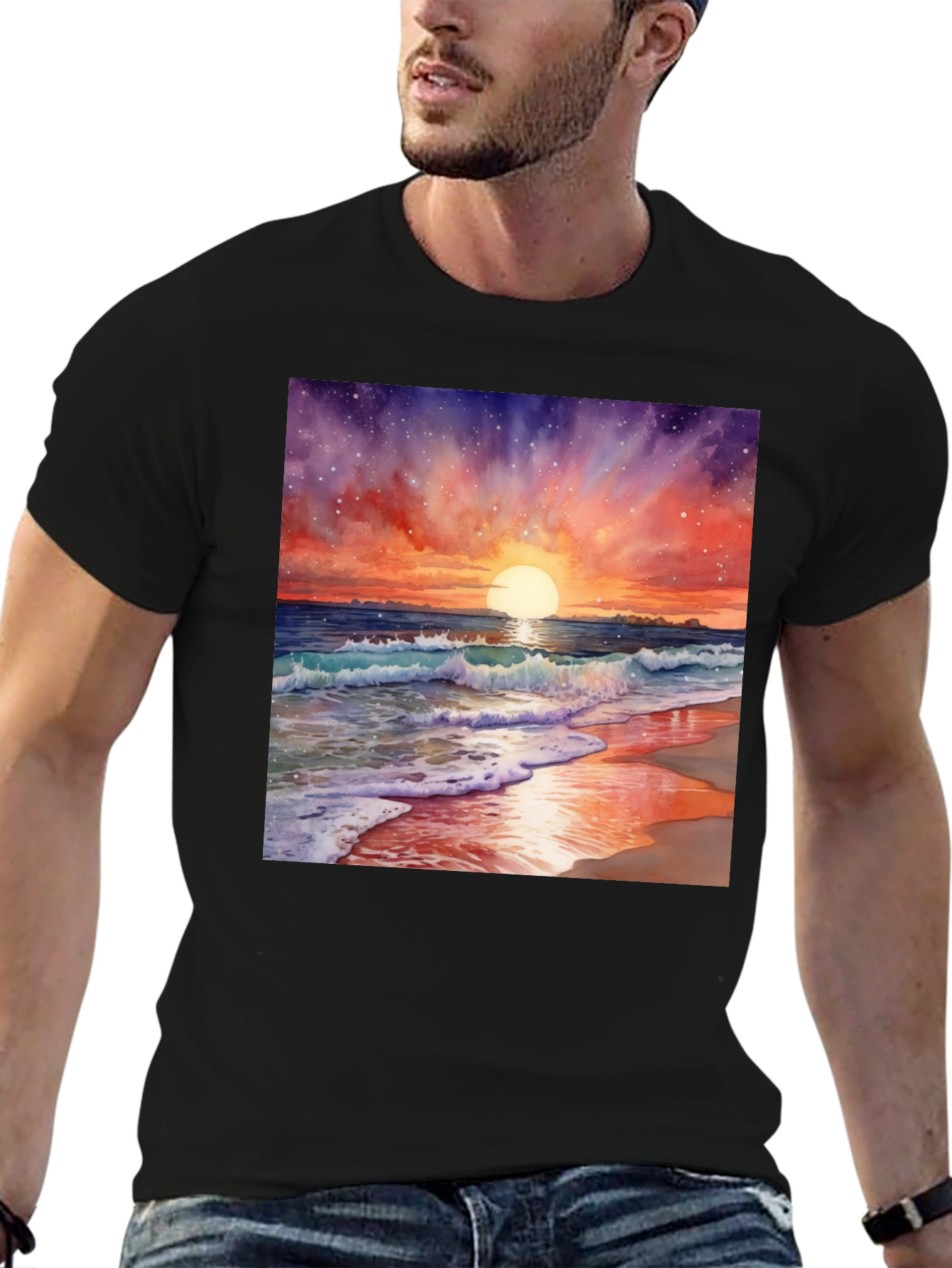Sunset Beach Watercolor T-Shirt
