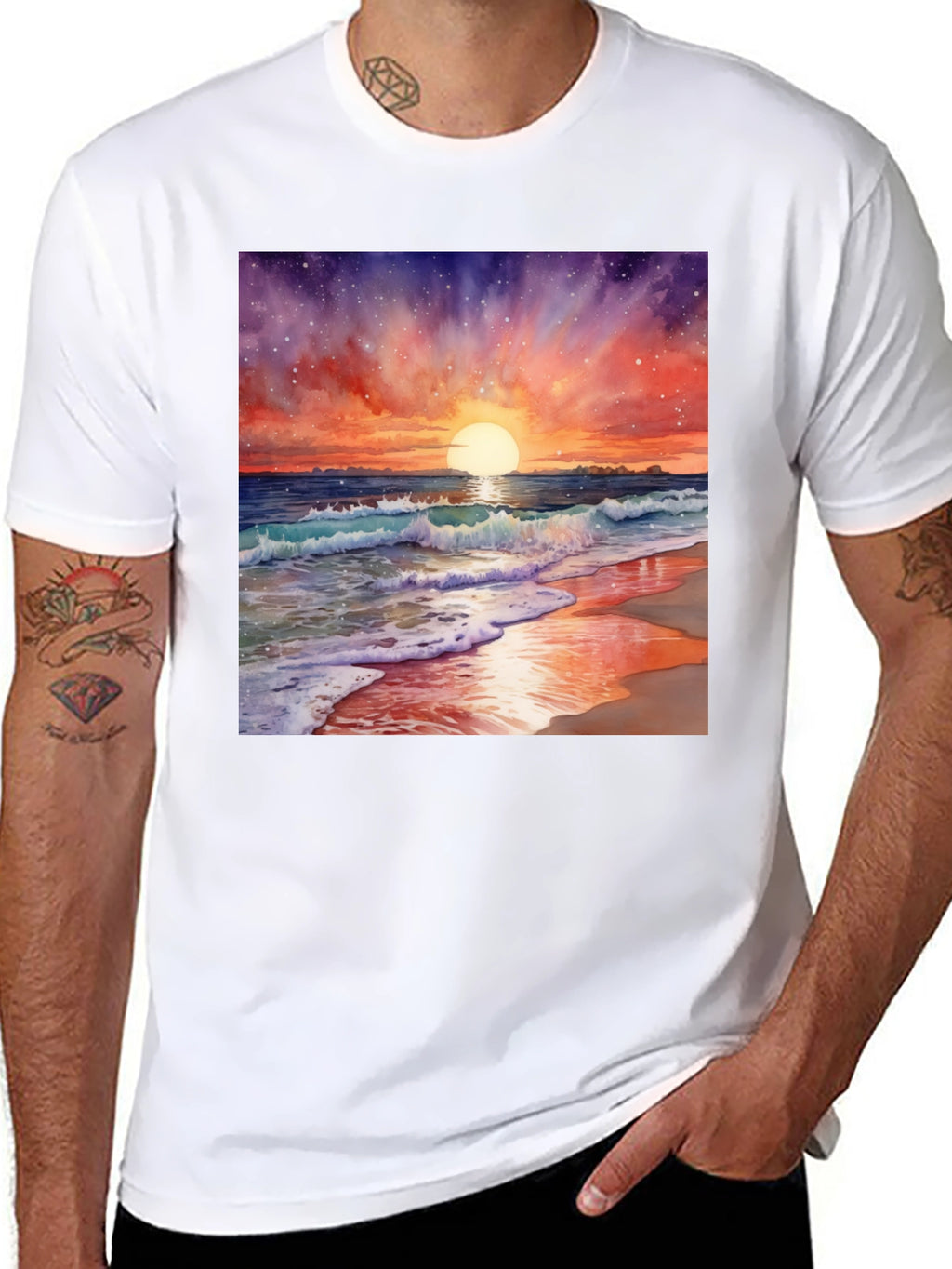 Sunset Beach Watercolor T-Shirt