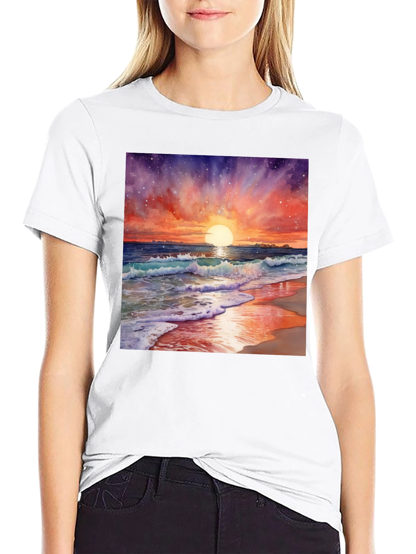 Sunset Beach Watercolor T-Shirt