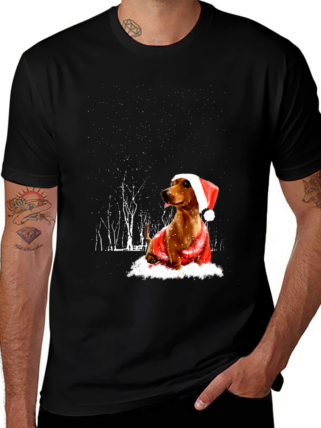 Festive Dachshund Holiday T-Shirt