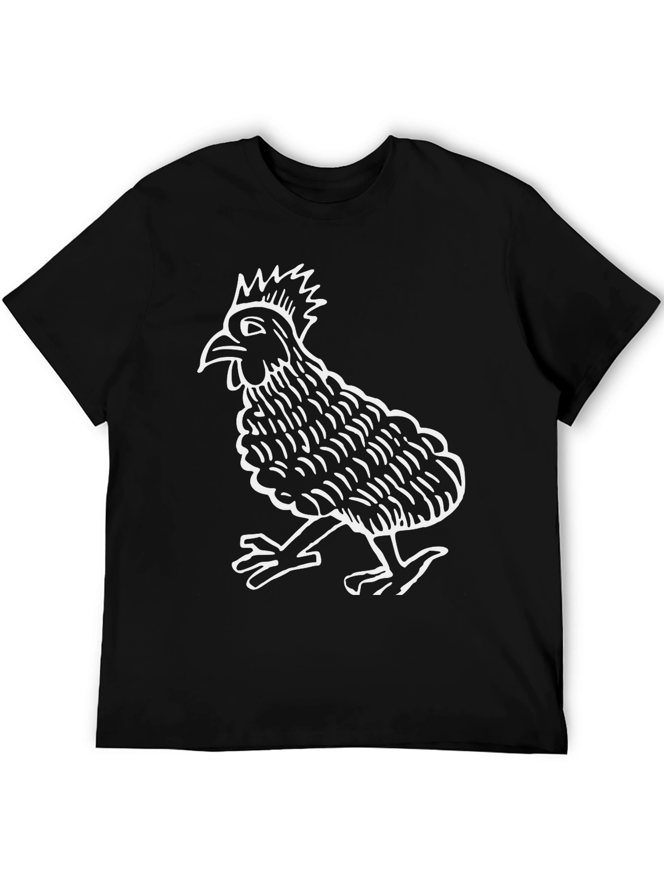 Cool Rooster Graphic Tee - Black Cotton Blend