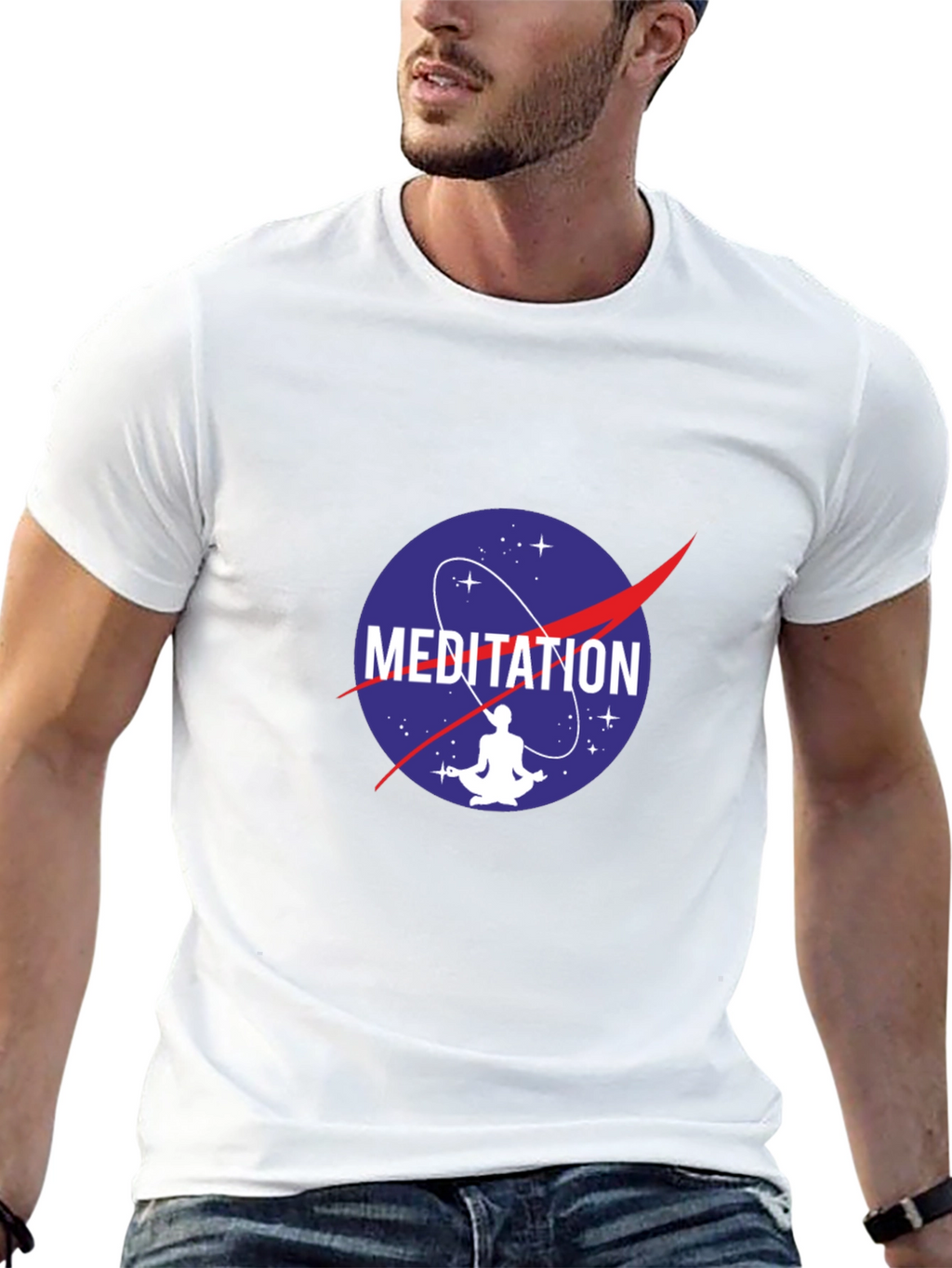 Meditation NASA Logo Black T-Shirt