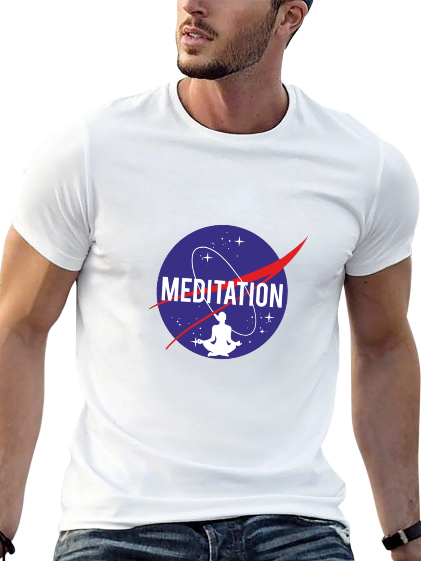 Meditation NASA Logo Black T-Shirt