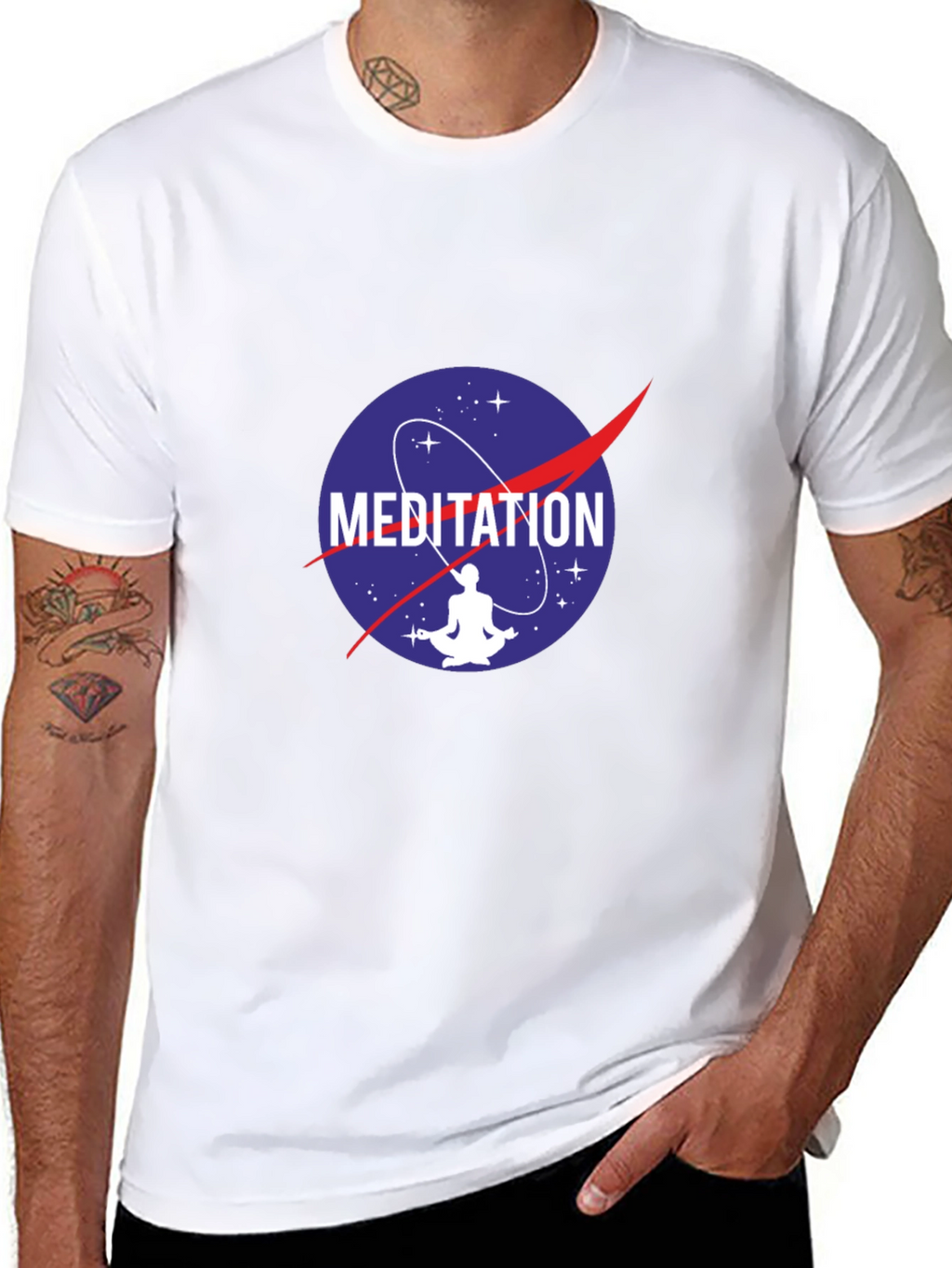 Meditation NASA Logo Black T-Shirt