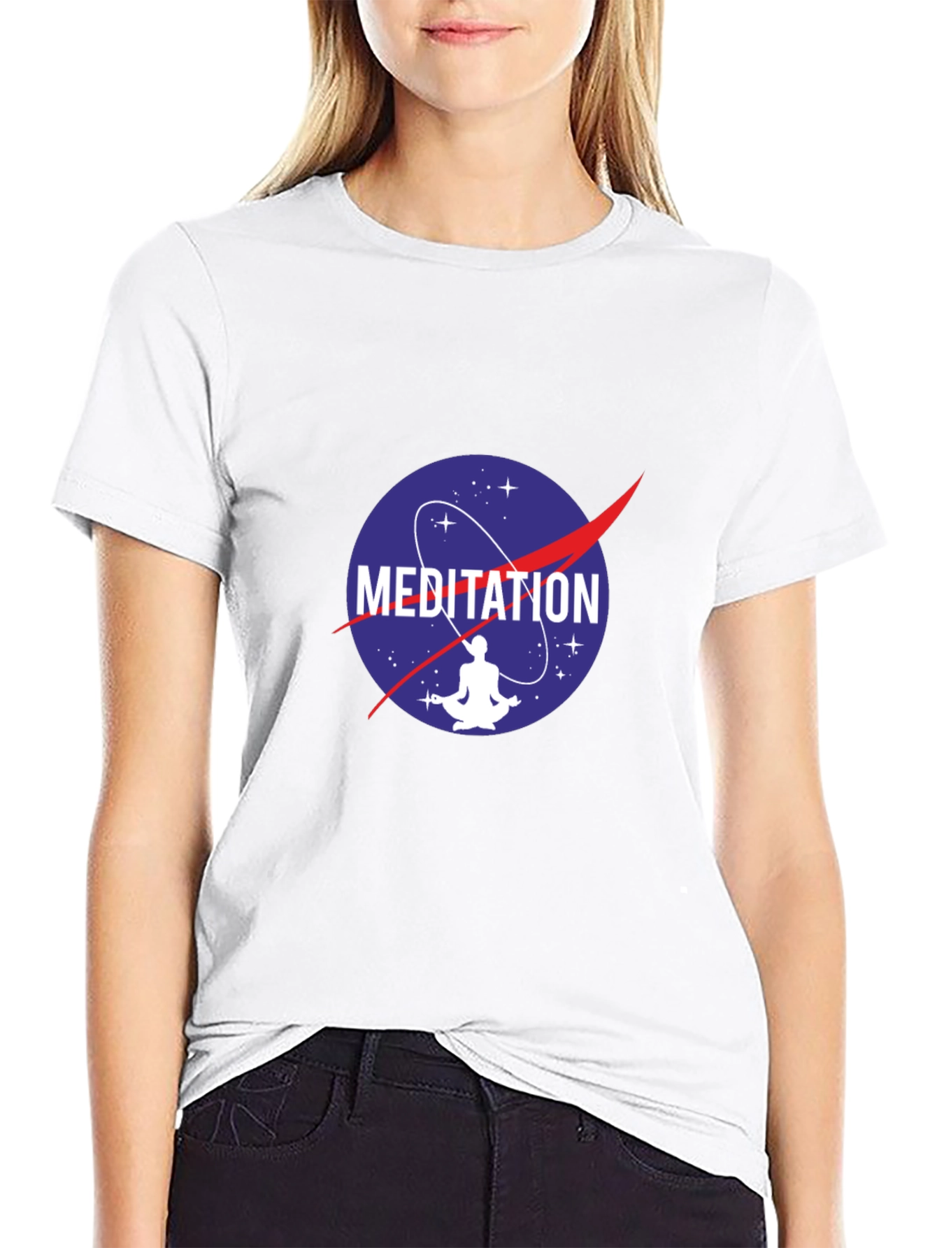 Meditation NASA Logo Black T-Shirt