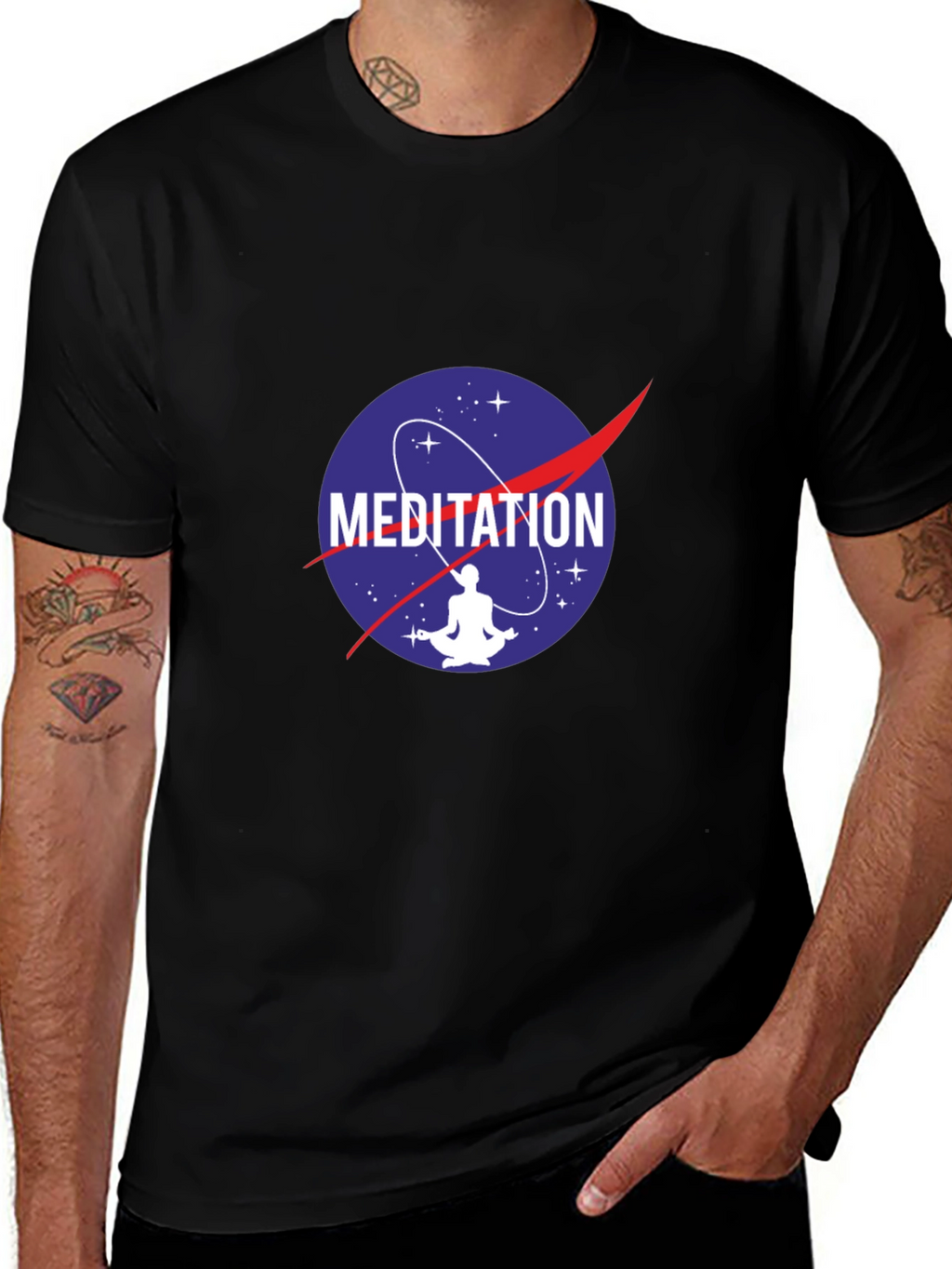 Meditation NASA Logo Black T-Shirt