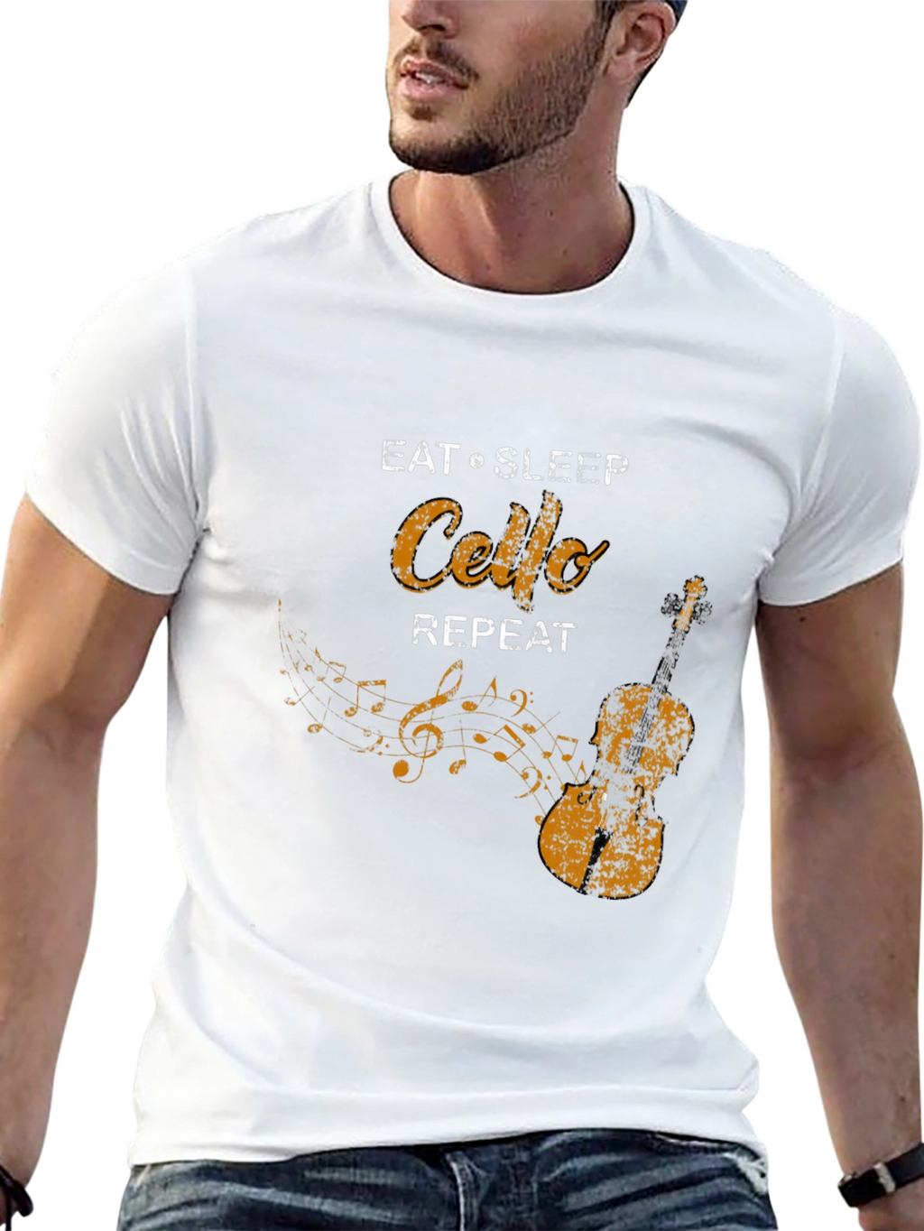 Eat Sleep Cello Repeat Black T-Shirt