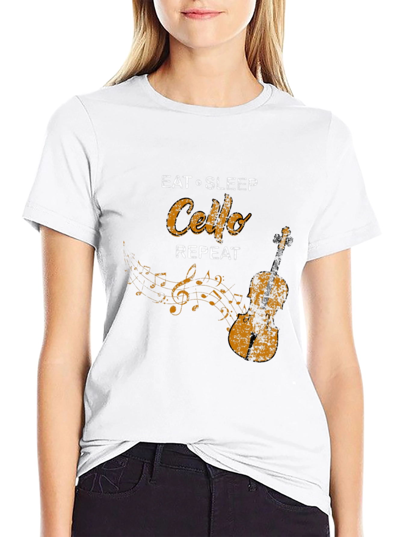 Eat Sleep Cello Repeat Black T-Shirt