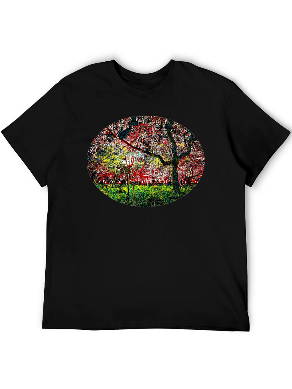 Cherry Blossom Lantern Black T-Shirt