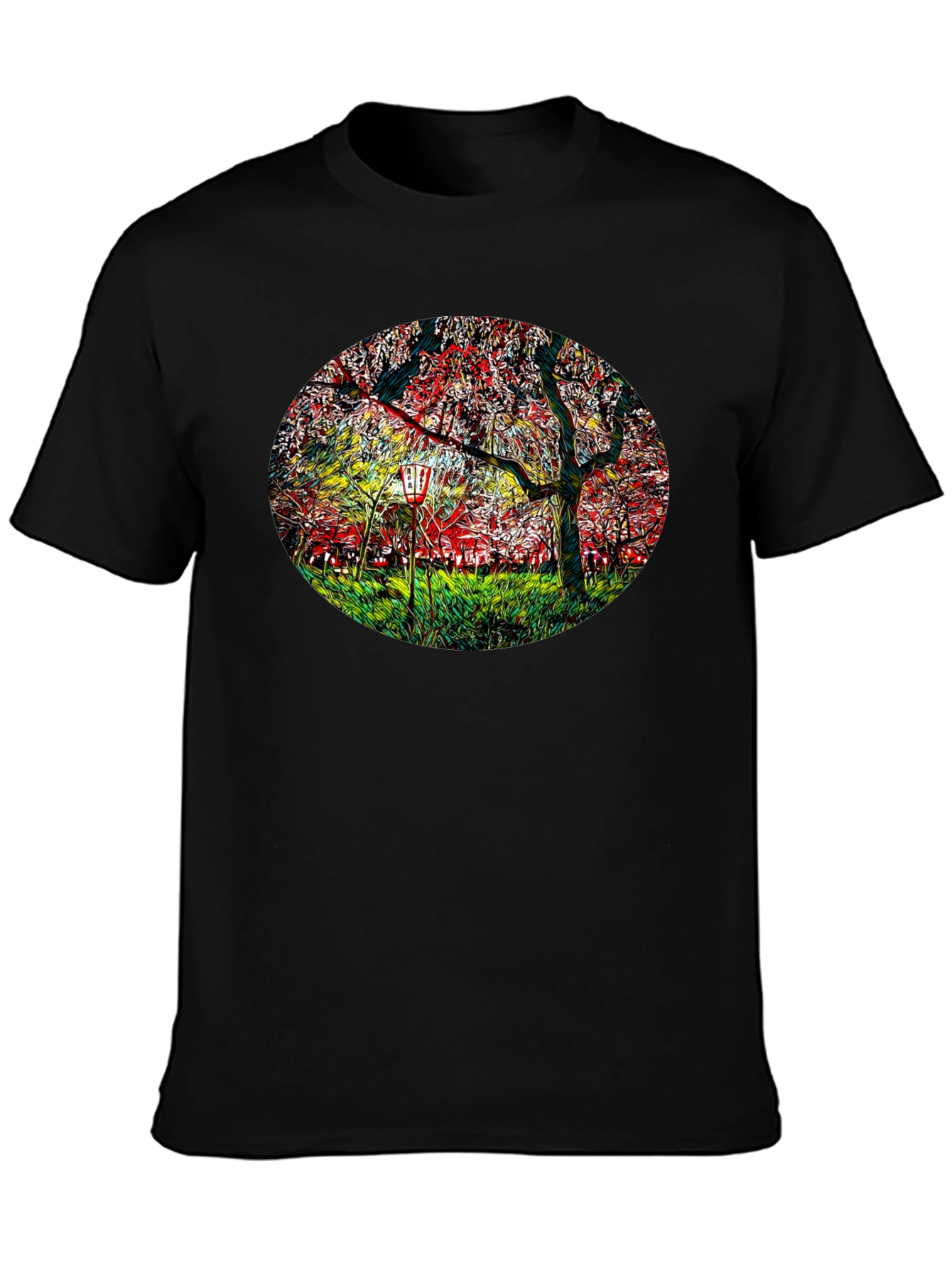 Cherry Blossom Lantern Black T-Shirt