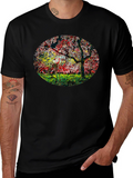 Cherry Blossom Lantern Black T-Shirt
