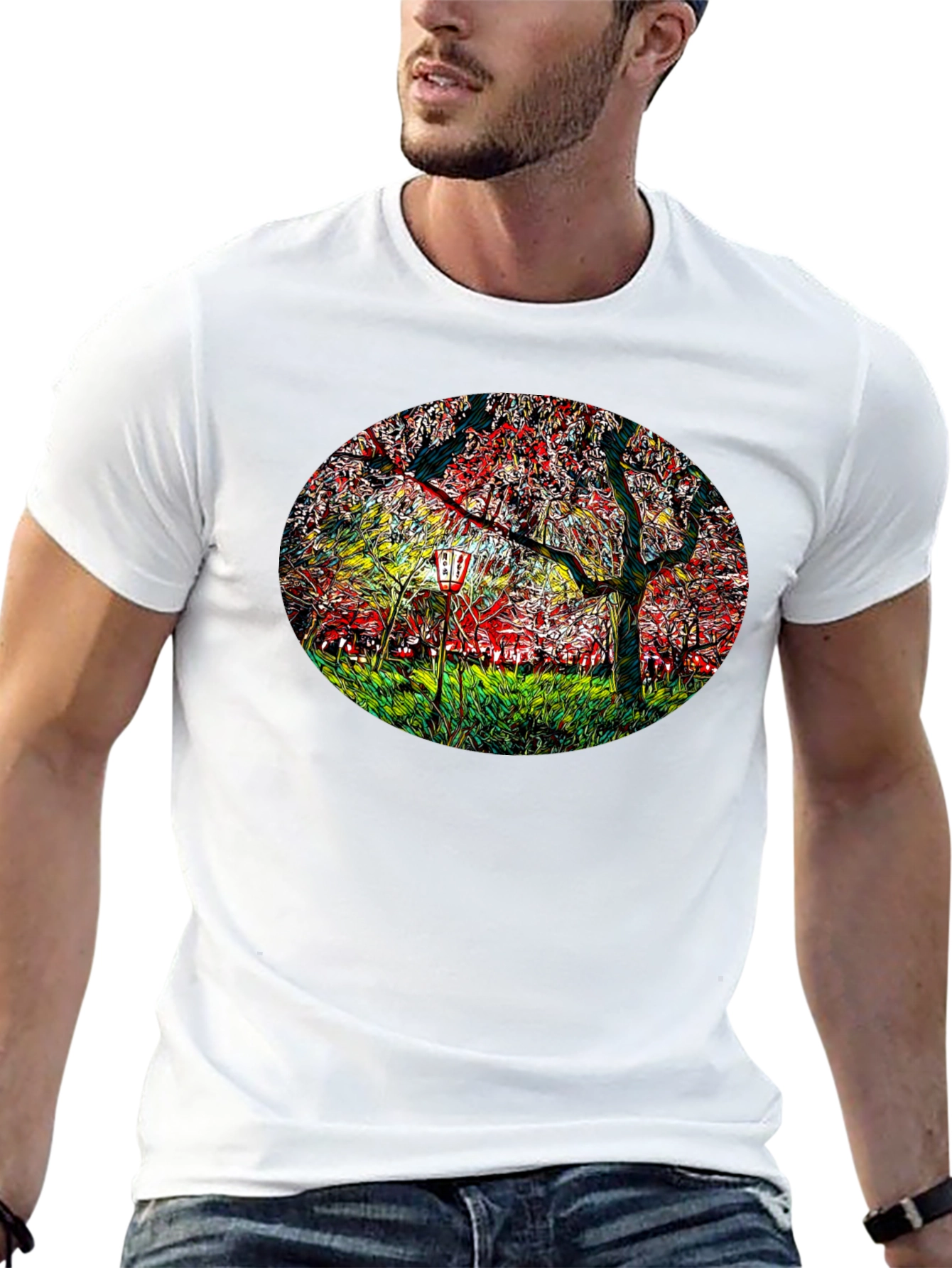 Cherry Blossom Lantern Black T-Shirt
