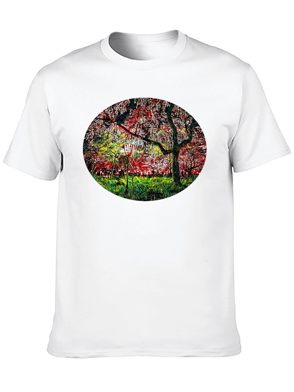 Cherry Blossom Lantern Black T-Shirt