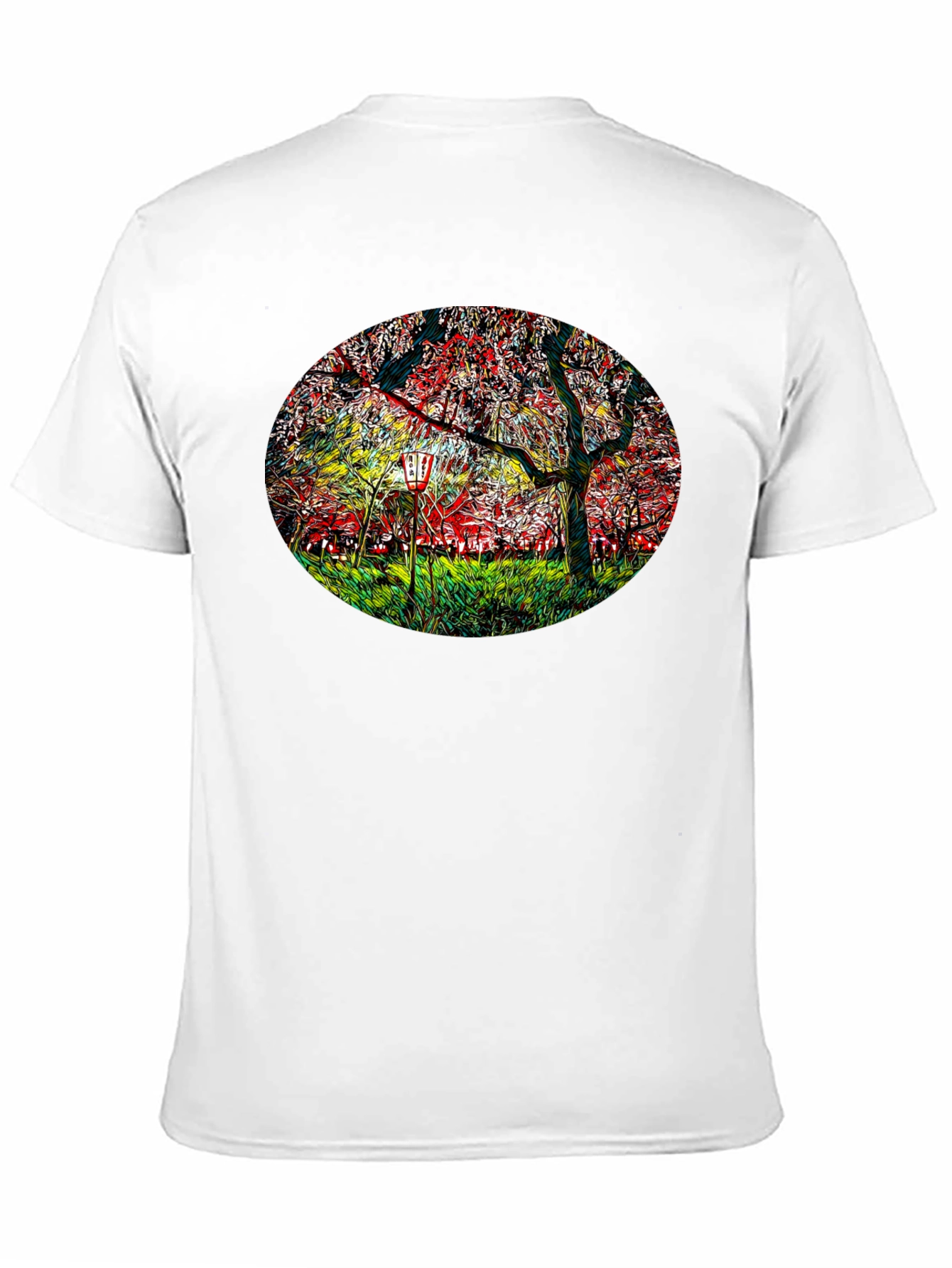 Cherry Blossom Lantern Black T-Shirt