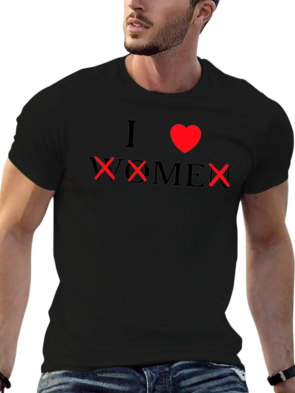 I Heart XX Men Black Graphic Tee Novelty