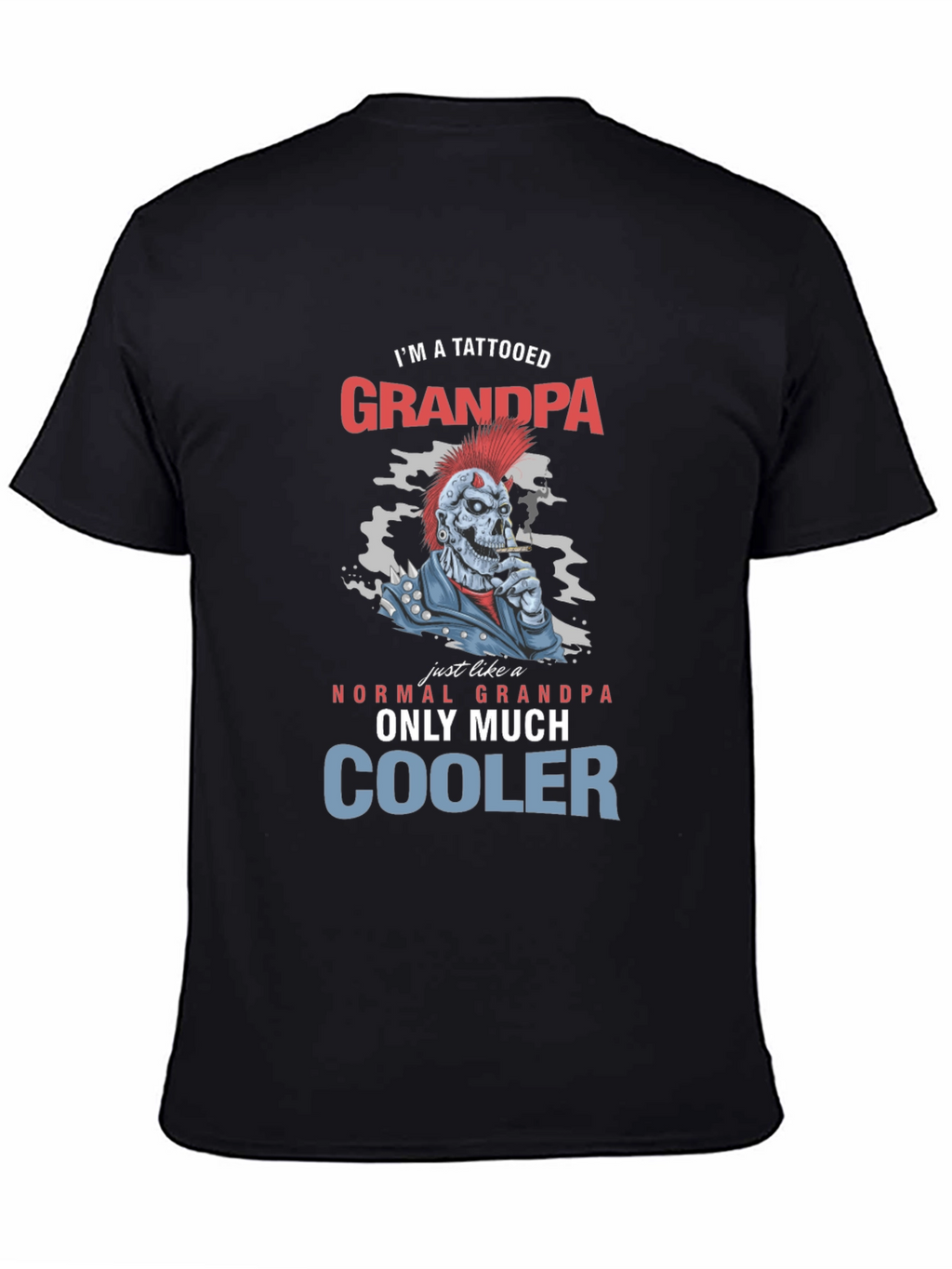 Tattooed Grandpa Graphic T-Shirt - Cool Skeleton Design