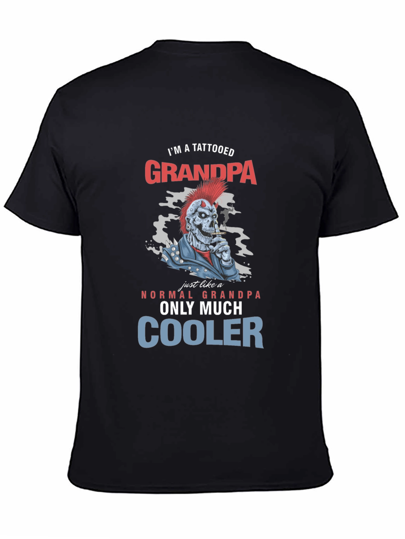 Tattooed Grandpa Graphic T-Shirt - Cool Skeleton Design