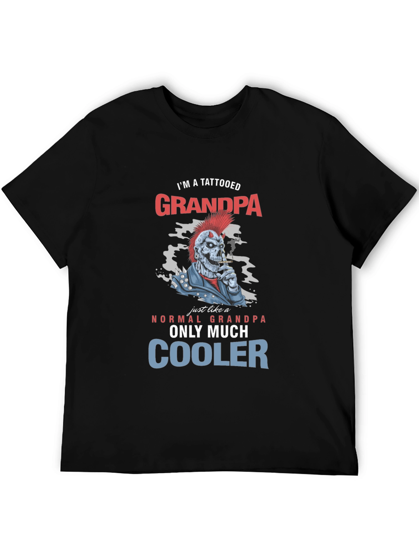 Tattooed Grandpa Graphic T-Shirt - Cool Skeleton Design