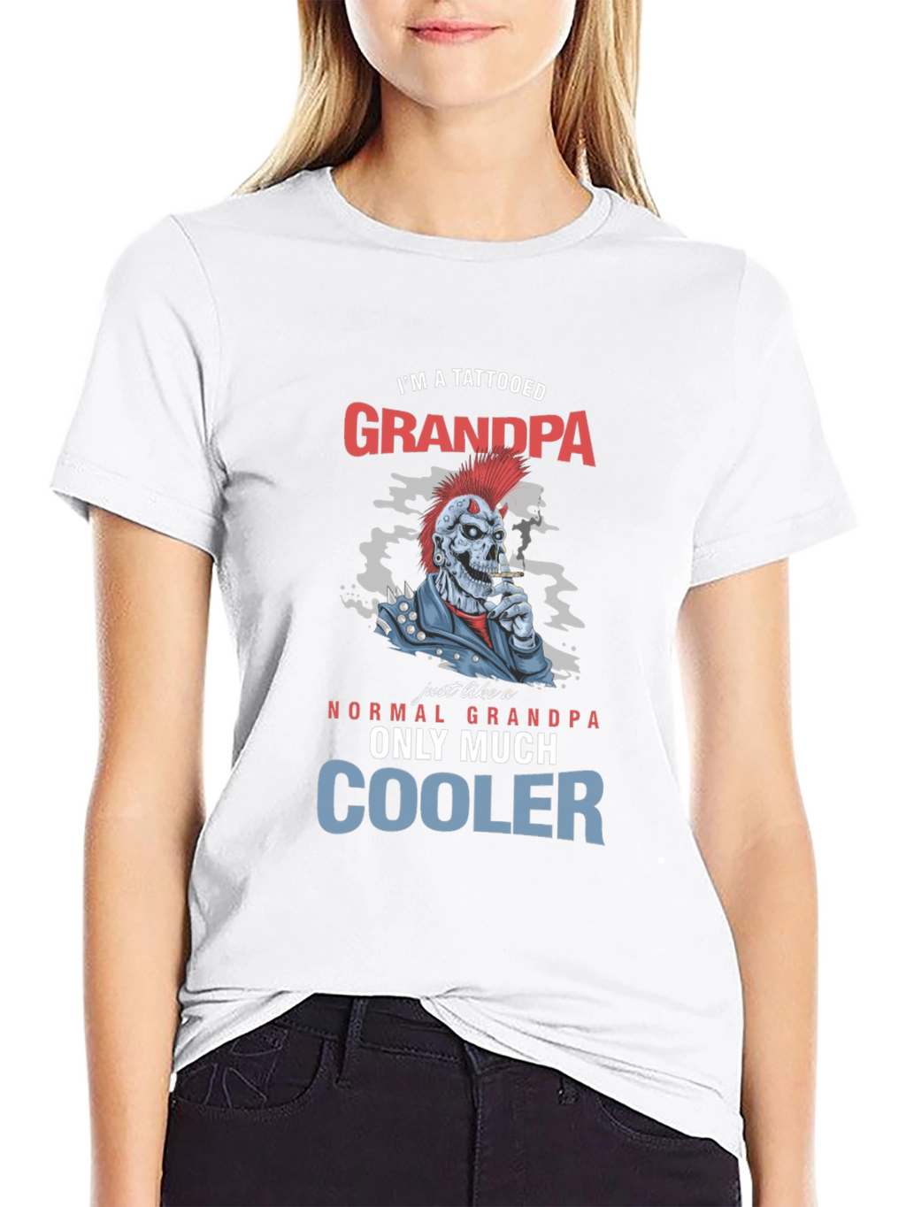 Tattooed Grandpa Graphic T-Shirt - Cool Skeleton Design