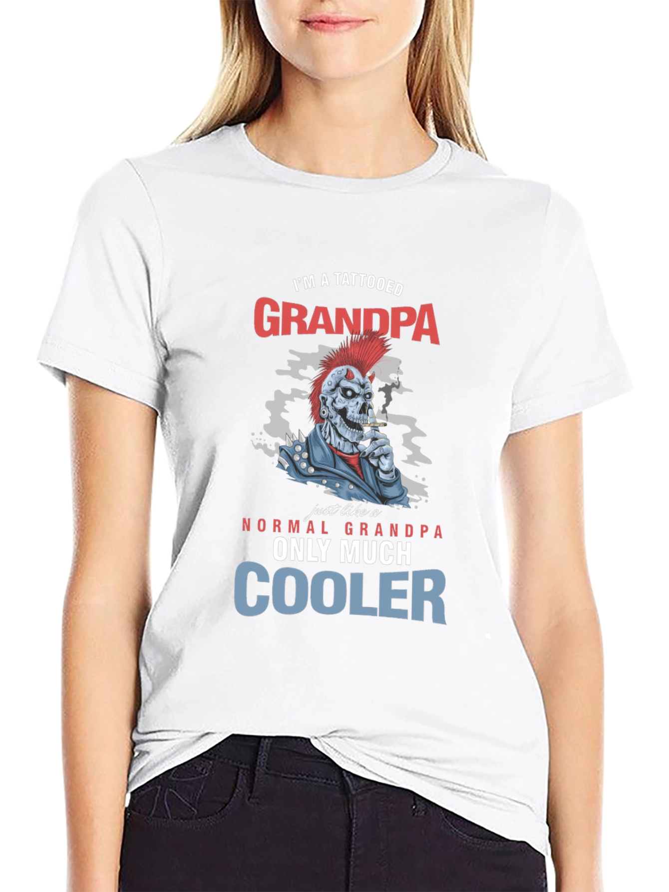 Tattooed Grandpa Graphic T-Shirt - Cool Skeleton Design