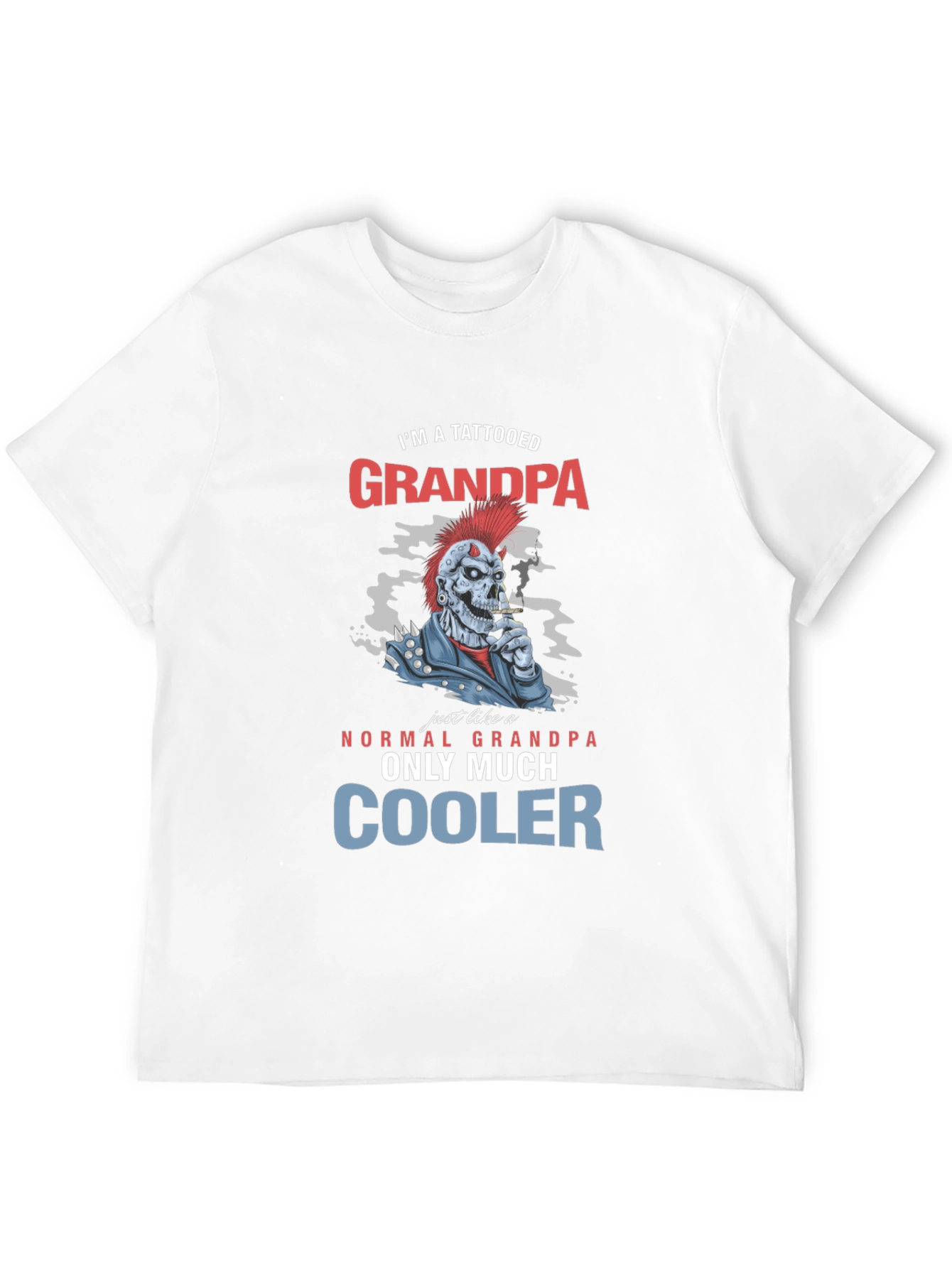 Tattooed Grandpa Graphic T-Shirt - Cool Skeleton Design