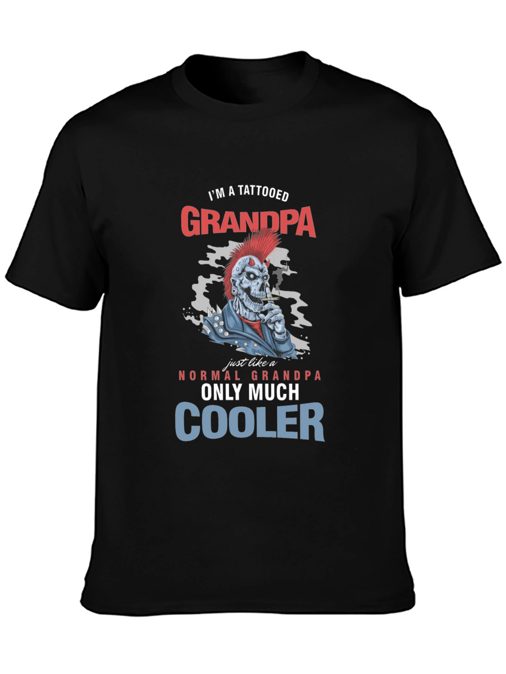 Tattooed Grandpa Graphic T-Shirt - Cool Skeleton Design