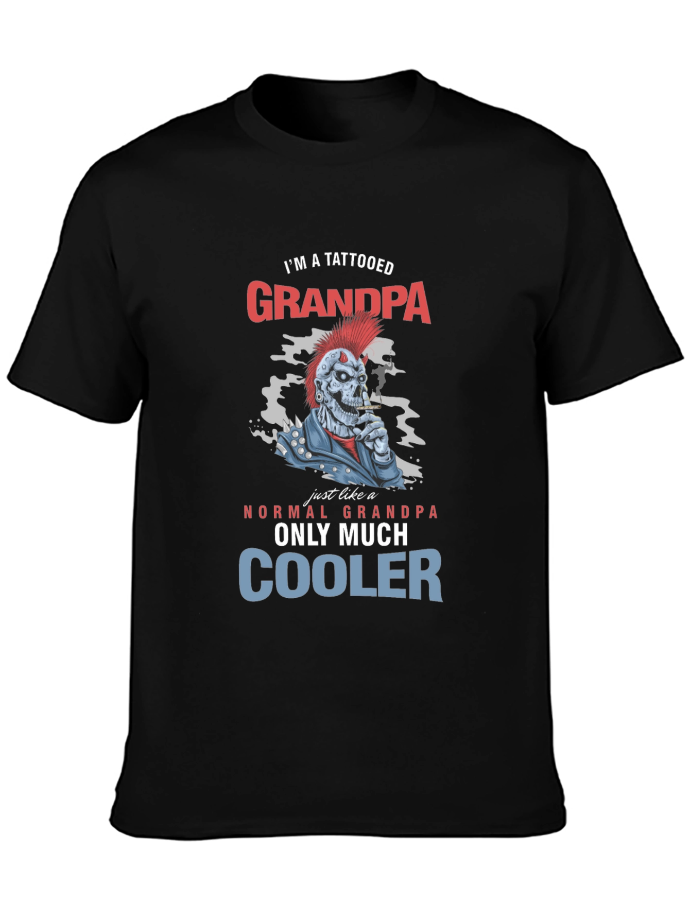 Tattooed Grandpa Graphic T-Shirt - Cool Skeleton Design