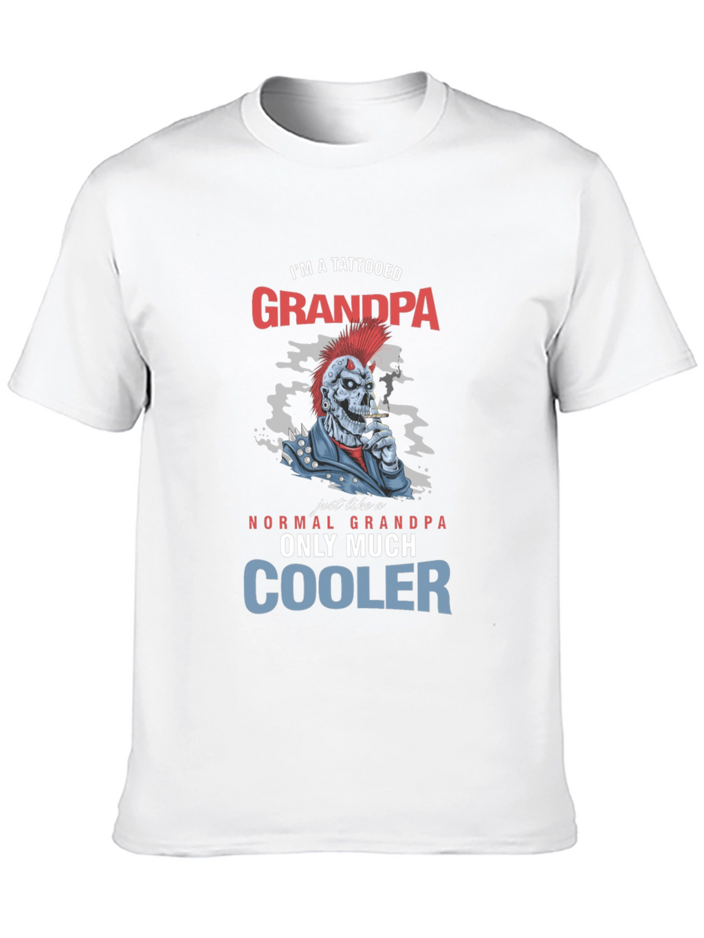 Tattooed Grandpa Graphic T-Shirt - Cool Skeleton Design