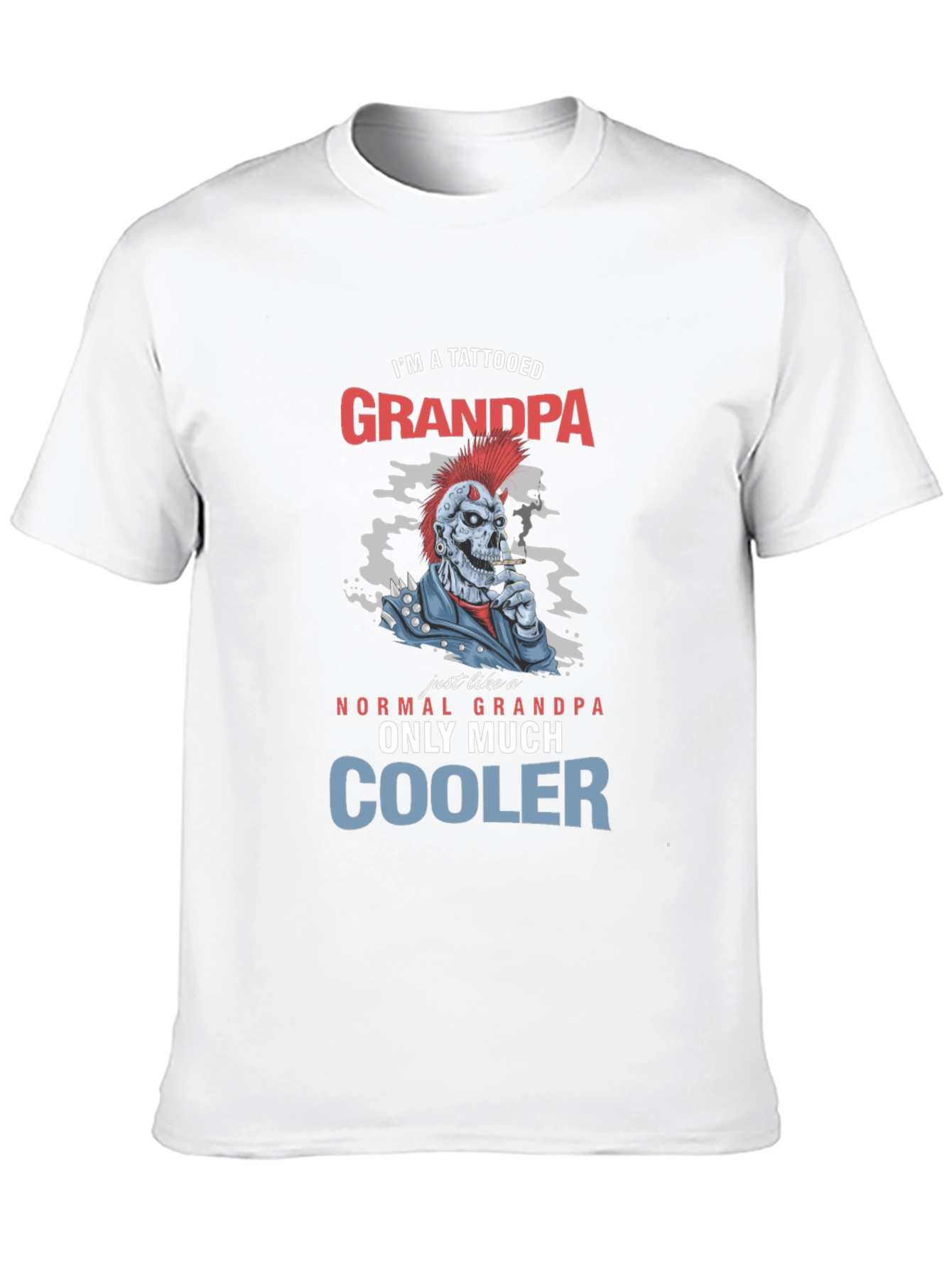 Tattooed Grandpa Graphic T-Shirt - Cool Skeleton Design