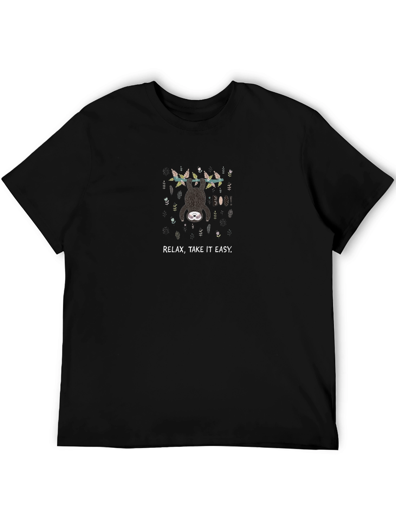 Relax Sloth Graphic Tee - Comfy Black Cotton T-Shirt