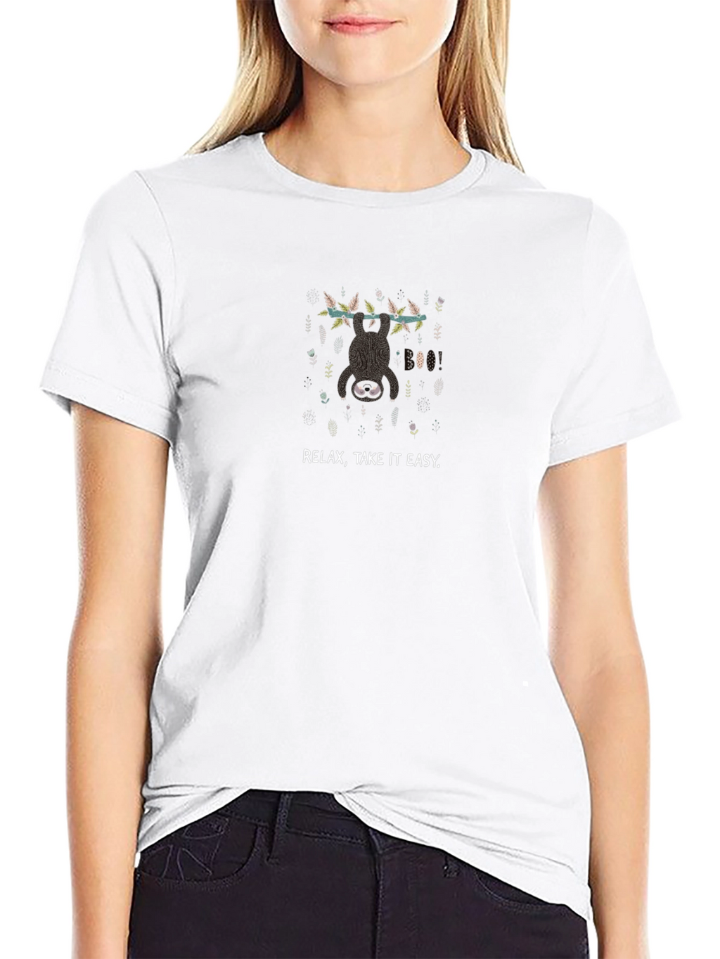 Relax Sloth Graphic Tee - Comfy Black Cotton T-Shirt