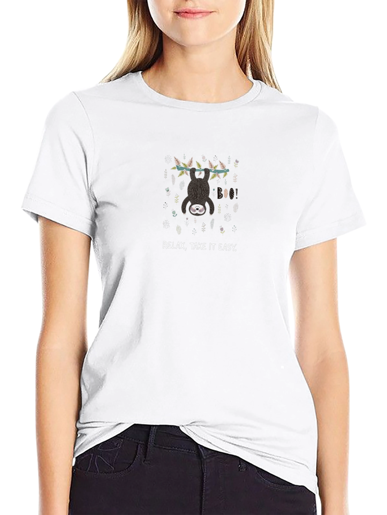 Relax Sloth Graphic Tee - Comfy Black Cotton T-Shirt