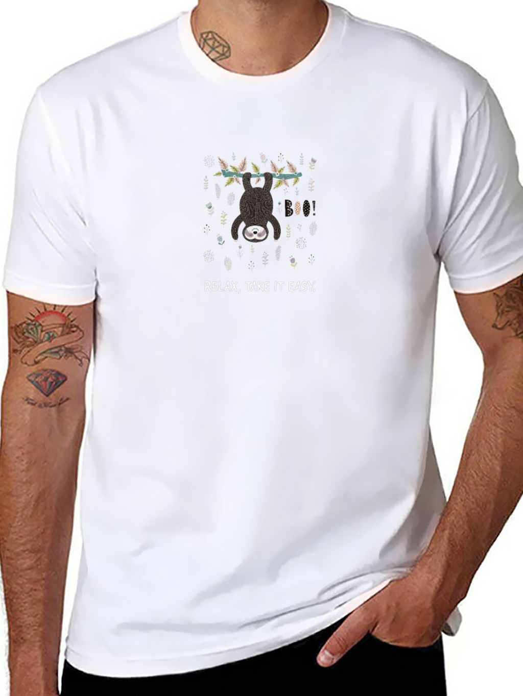 Relax Sloth Graphic Tee - Comfy Black Cotton T-Shirt
