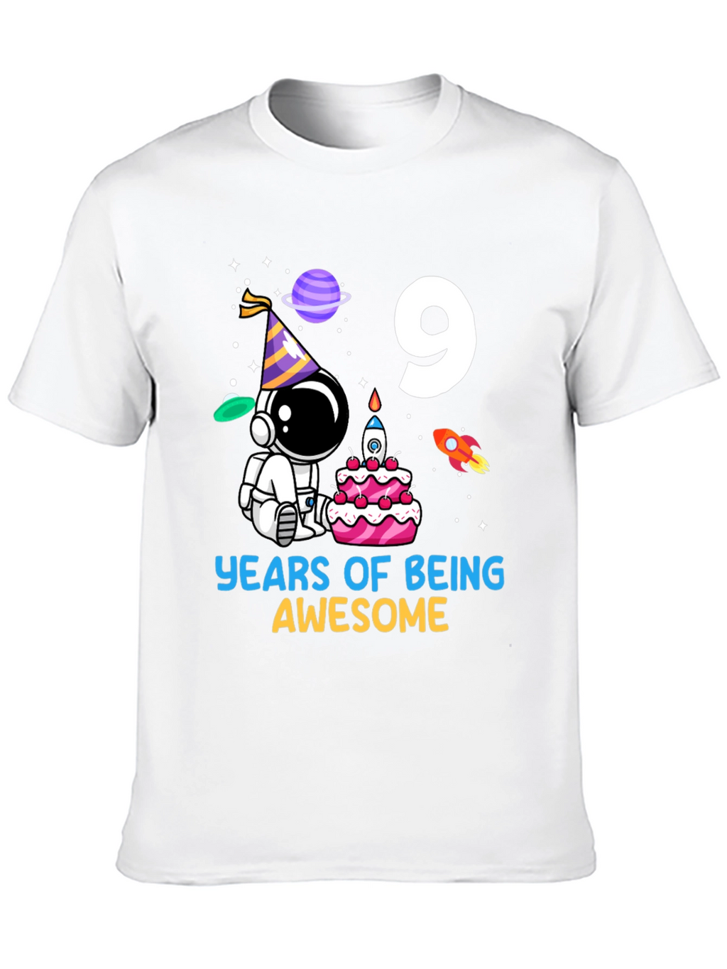 9th Birthday Astronaut T-Shirt - Years of Being Awesome!