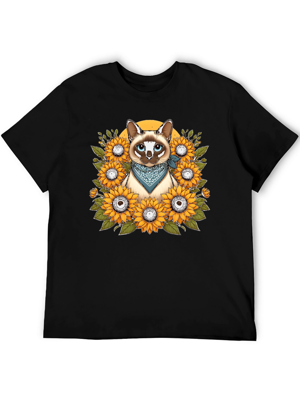 Cat Sunflower T-Shirt - Unique Graphic Tee